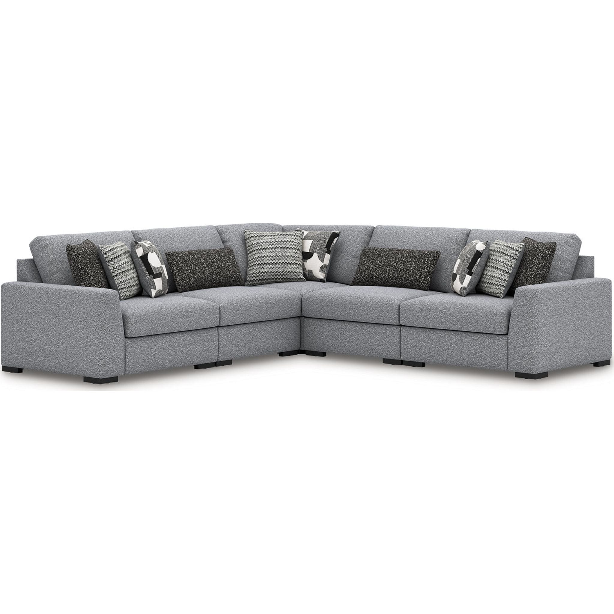 Bealton 5-Piece Sectional Sofa Set in Salt and Pepper Color - Modern L-Shaped Couch for Living Room, Family Room & Home Theater