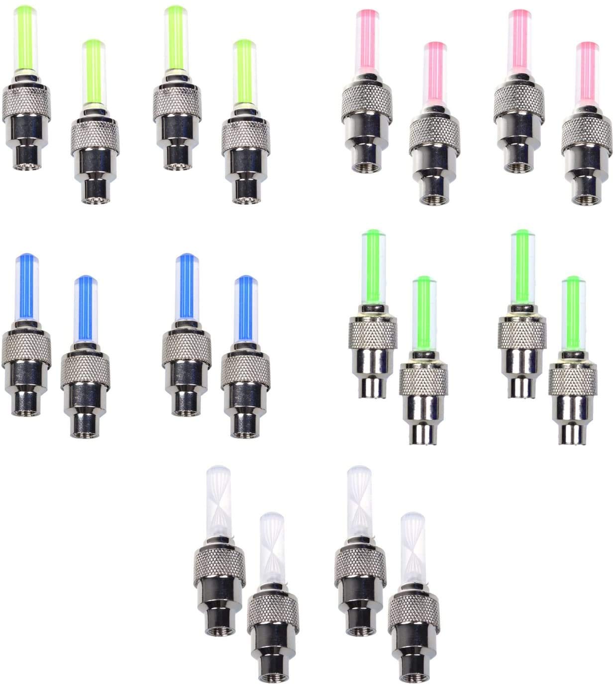 10 Pack LED Flash Tyre Wheel Valve Cap Lights for Car, Bike, Bicycle, Motorcycle - Waterproof Wheel Rim Lights for Night Riding, Safety Decoration (Blue/Red/Green) - Perfect for Nighttime Cycling, Car Shows, and Custom Vehicle Accessories