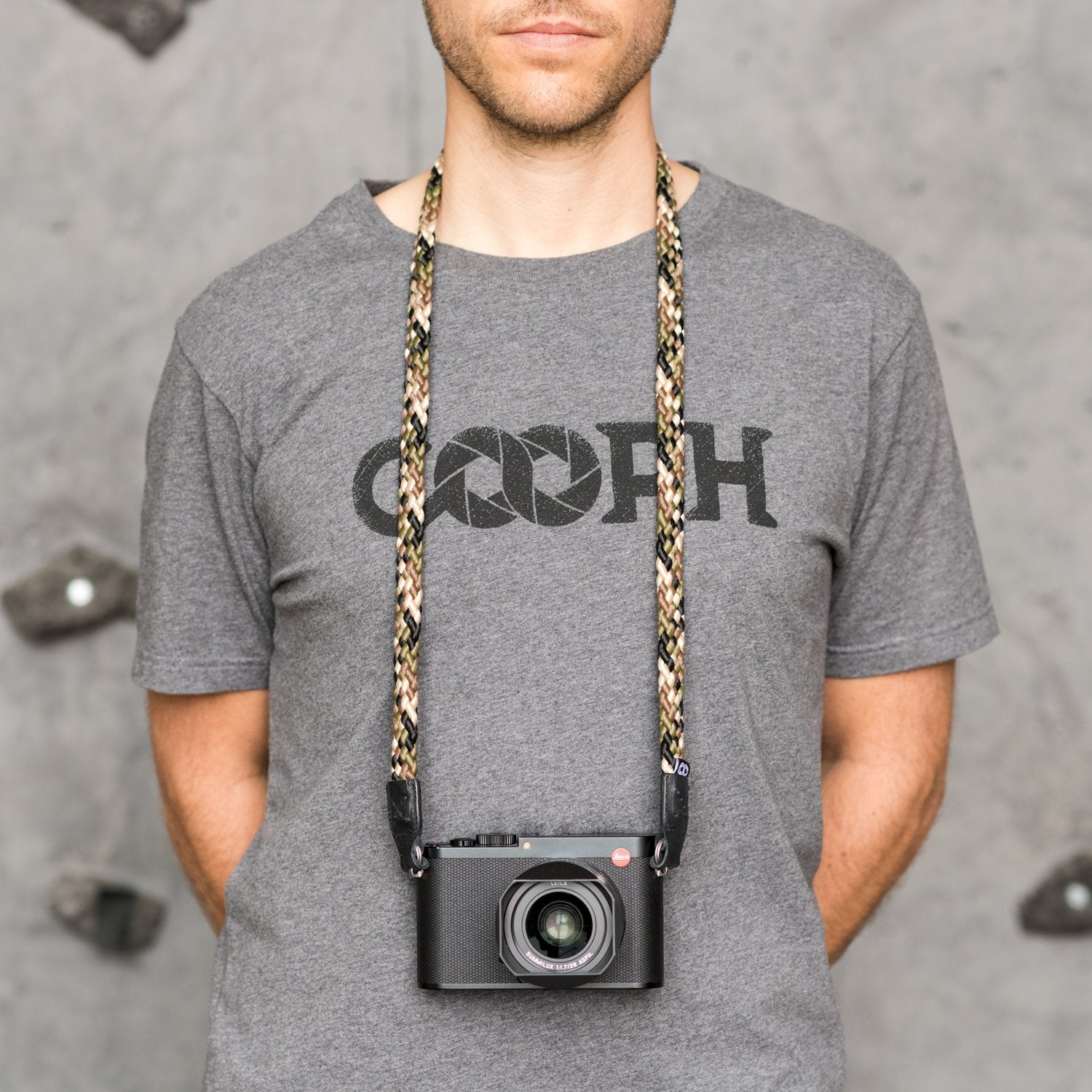 Cooph Braided Camera Strap with Split Ring - 49.2 Inch (125cm) Adjustable Neck Strap for DSLR & Mirrorless Cameras - Durable Camouflage Design for Outdoor Photography & Travel