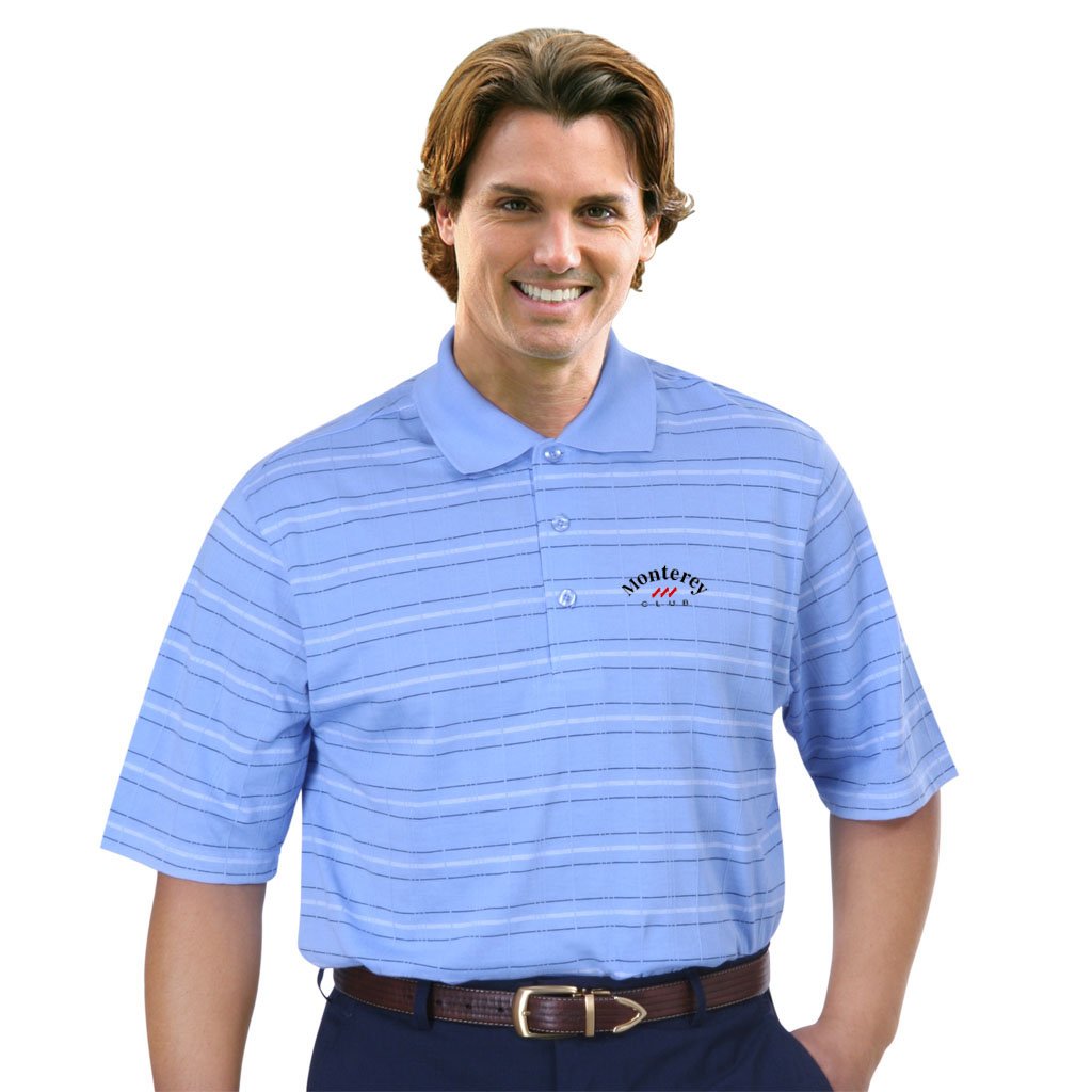 Premium Men's Cotton Blend Striped Polo Shirt - Breathable & Comfortable for Golf, Business Casual & Summer Outfits | Monterey Club Style #1124