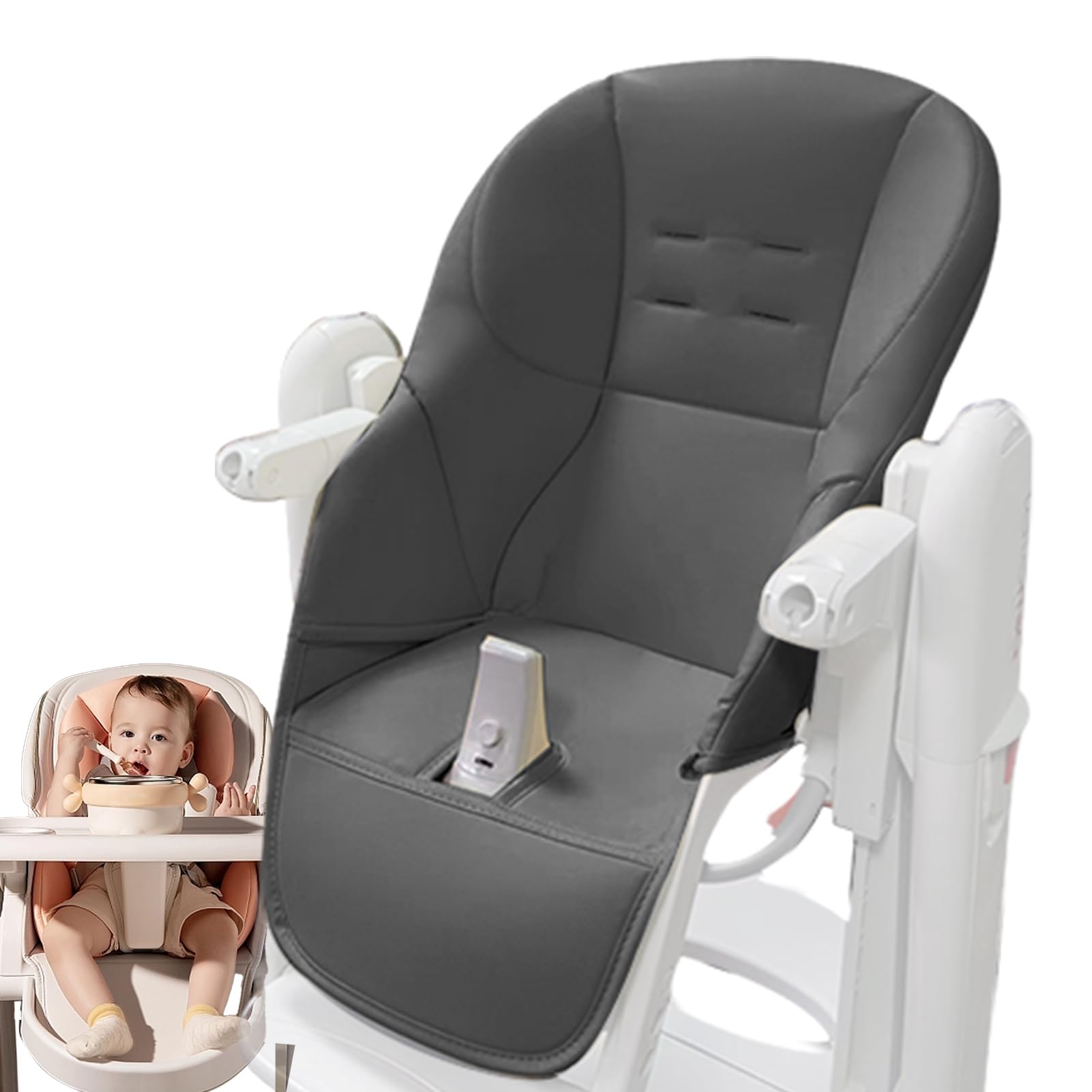 Premium PU Leather Baby High Chair Cushion Cover - Soft Replacement Pad for Peg Perego Tatamia High Chair | Waterproof & Easy Clean Dining Seat Protector for Infants & Toddlers | Perfect for Home, Restaurant & Daycare Use