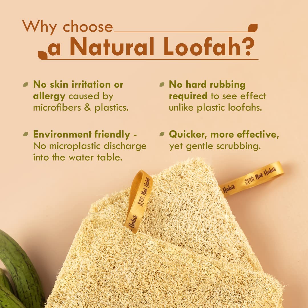 Organic Natural Sun-Dried Loofah Sponge for Bath & Shower - Exfoliating Body Scrubber for Men & Women | Pack of 3 | Perfect for Daily Skin Care & Spa-Like Exfoliation at Home