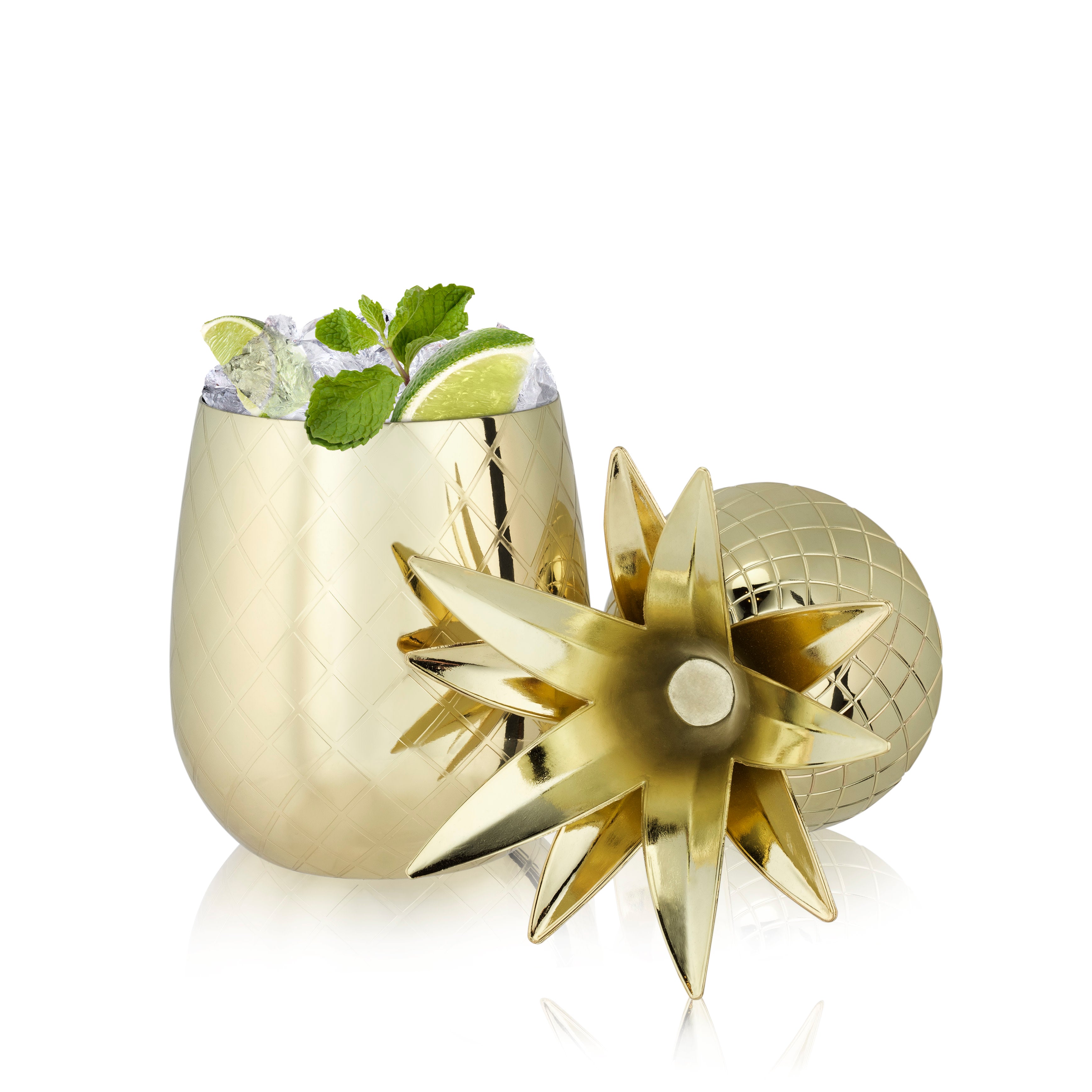 Premium Gold Pineapple Tumbler - Insulated Stainless Steel Water Bottle with Lid & Straw - Perfect for Beach, Pool, Gym & Outdoor Activities