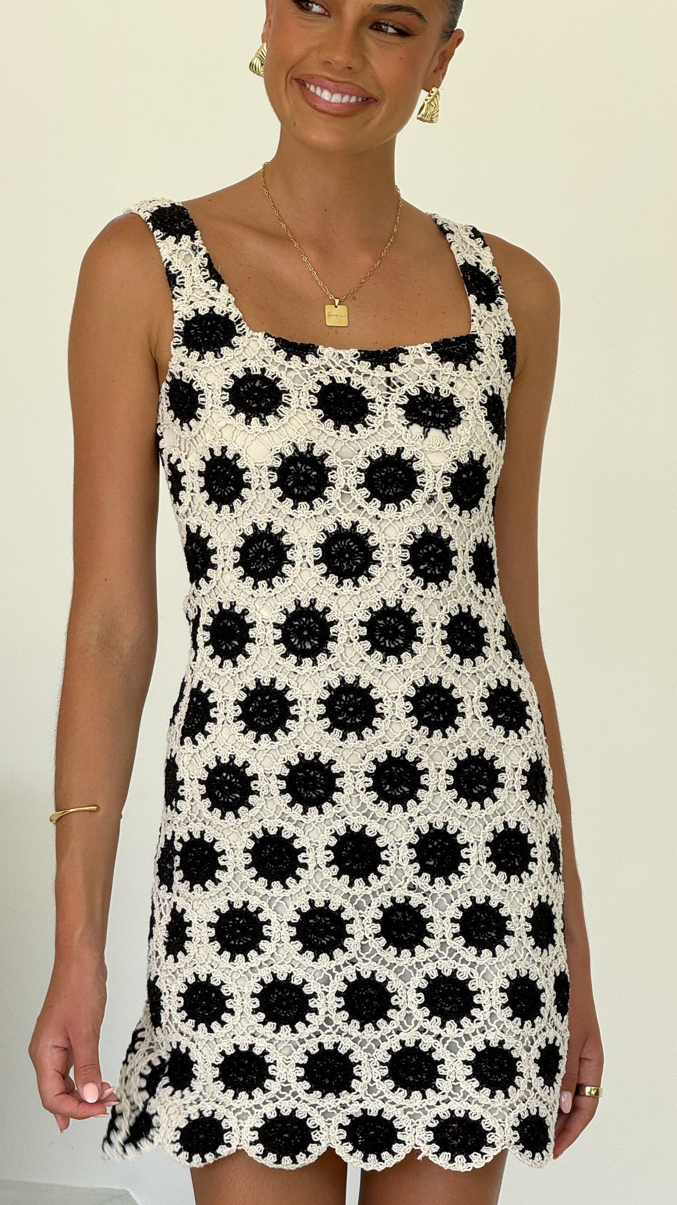 Laney Mini Dress for Women - Black & Cream - Casual Summer Dress for Beach, Party, and Date Night
