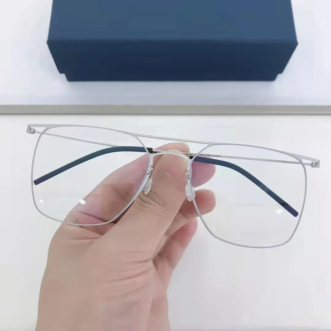 Aimee Unisex Full Rim Square Double Bridge Titanium Eyeglasses 5502 - Lightweight Durable Frame for Work, Reading & Fashion | Blue Light Blocking Glasses for Computer Use & Daily Wear