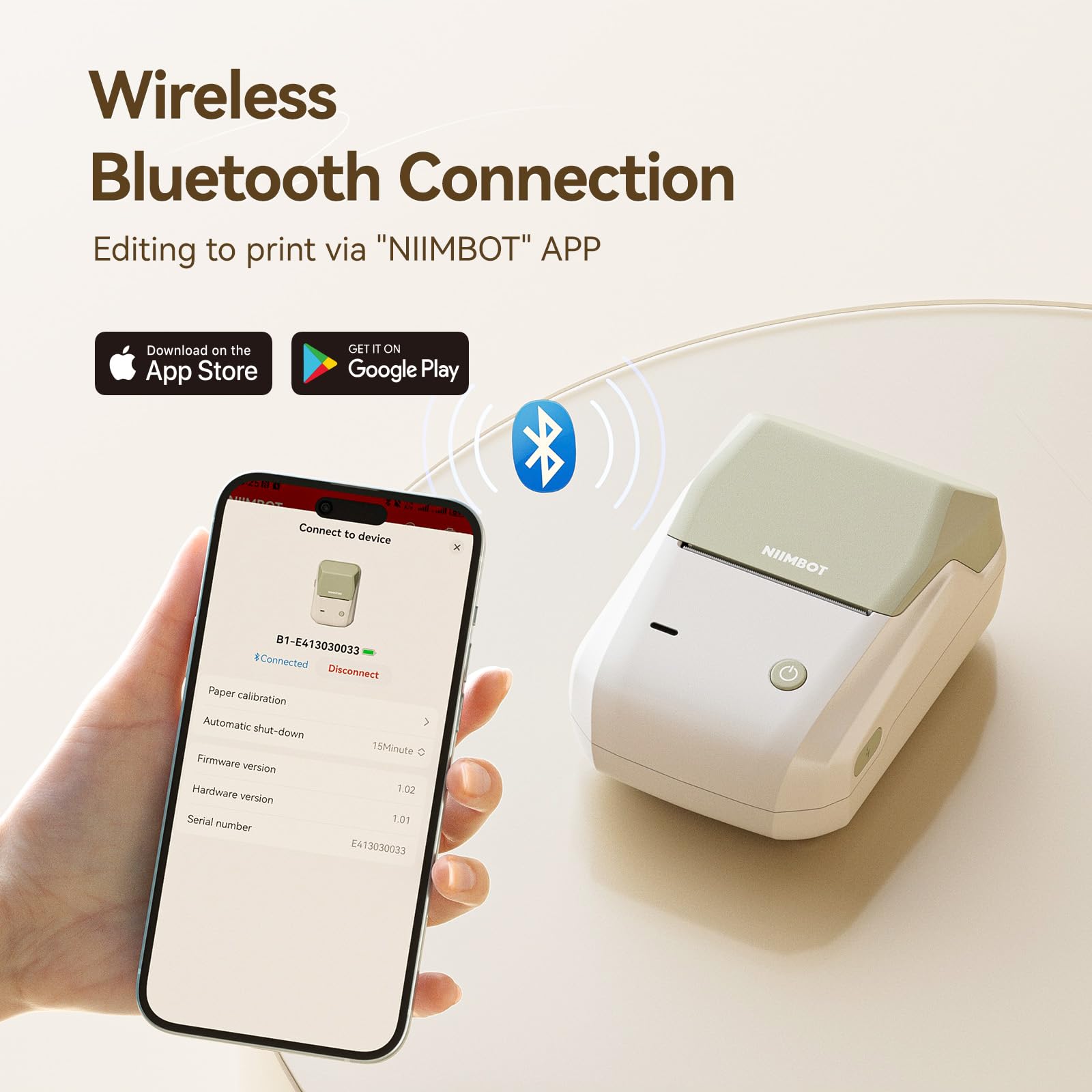 NIIMBOT B1 Bluetooth Thermal Label Printer - Portable Barcode Sticker Maker for Home, Office, Mailing & Retail | Compatible with iOS Android PC | Perfect for Organizing, Shipping, Bakery & Grocery Labels | Green