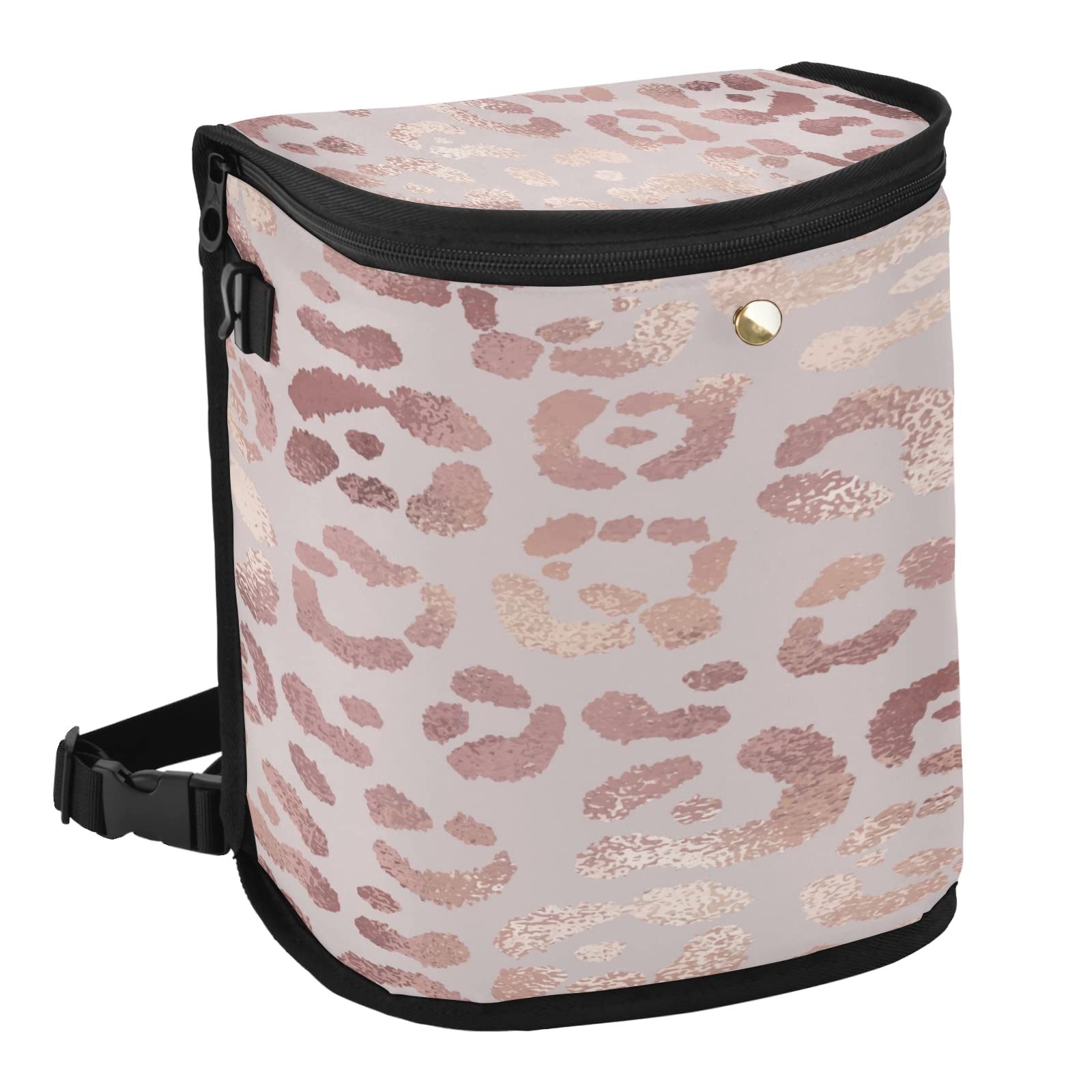 Senya Leopard Print Car Trash Can - Leak-Proof Hanging Car Garbage Bin with Cheetah Rose Gold Design, Interior Car Organizer Accessory for Sedans, SUVs & Road Trips