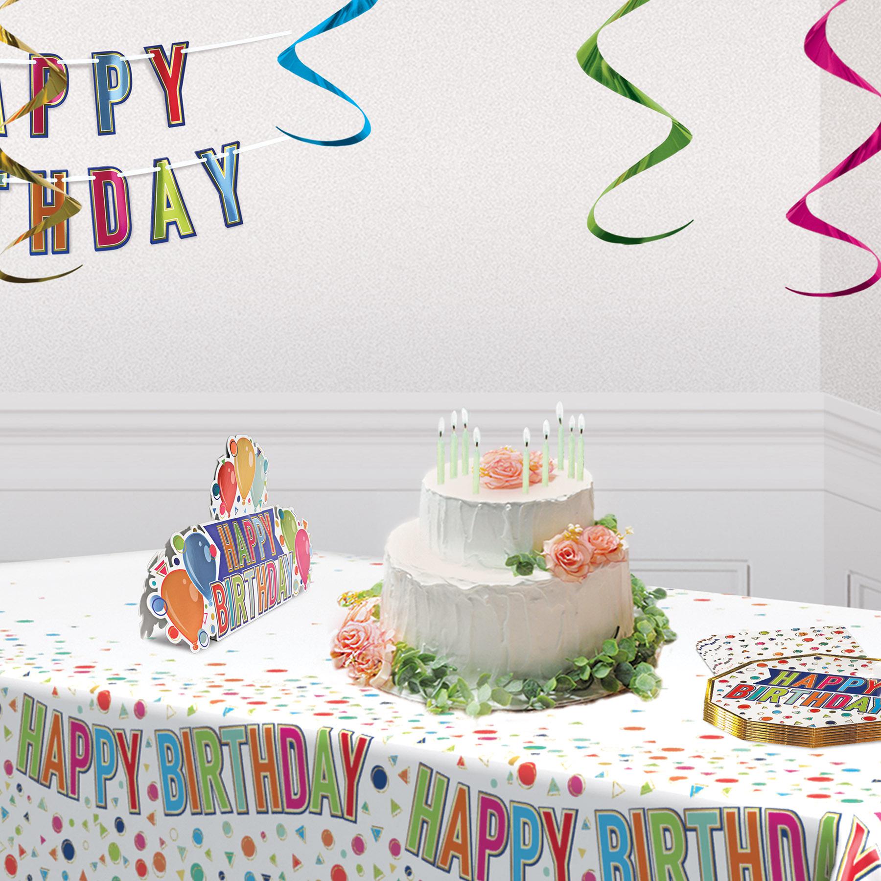 12 Pack Beistle 3D Foil Happy Birthday Party Centerpieces - Colorful Table Decorations for Birthday Celebrations, Baby Showers & Special Events