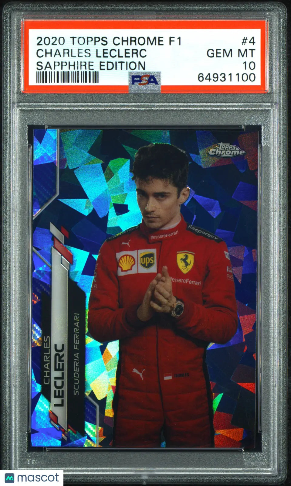 2020 Topps Chrome Formula 1 Sapphire Edition Charles Leclerc #4 PSA 10 Gem Mint - Rare F1 Trading Card for Collectors & Racing Fans - Perfect for Display, Investment & Memorabilia Collections