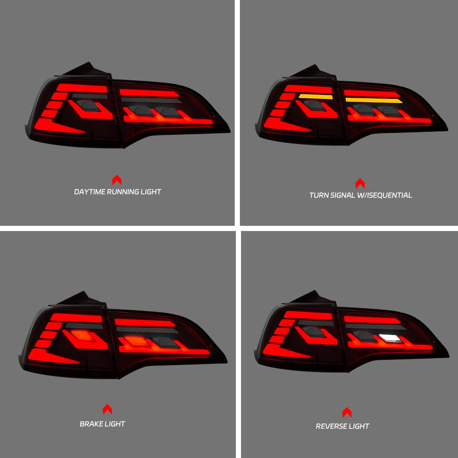 Smoked LED Tail Lights for Tesla Model 3 & Model Y (2017-2021) - Sequential Turn Signal DRL Taillight Assembly Pair (Left & Right) - Upgrade Your Tesla's Style & Safety for Night Driving & Enhanced Visibility