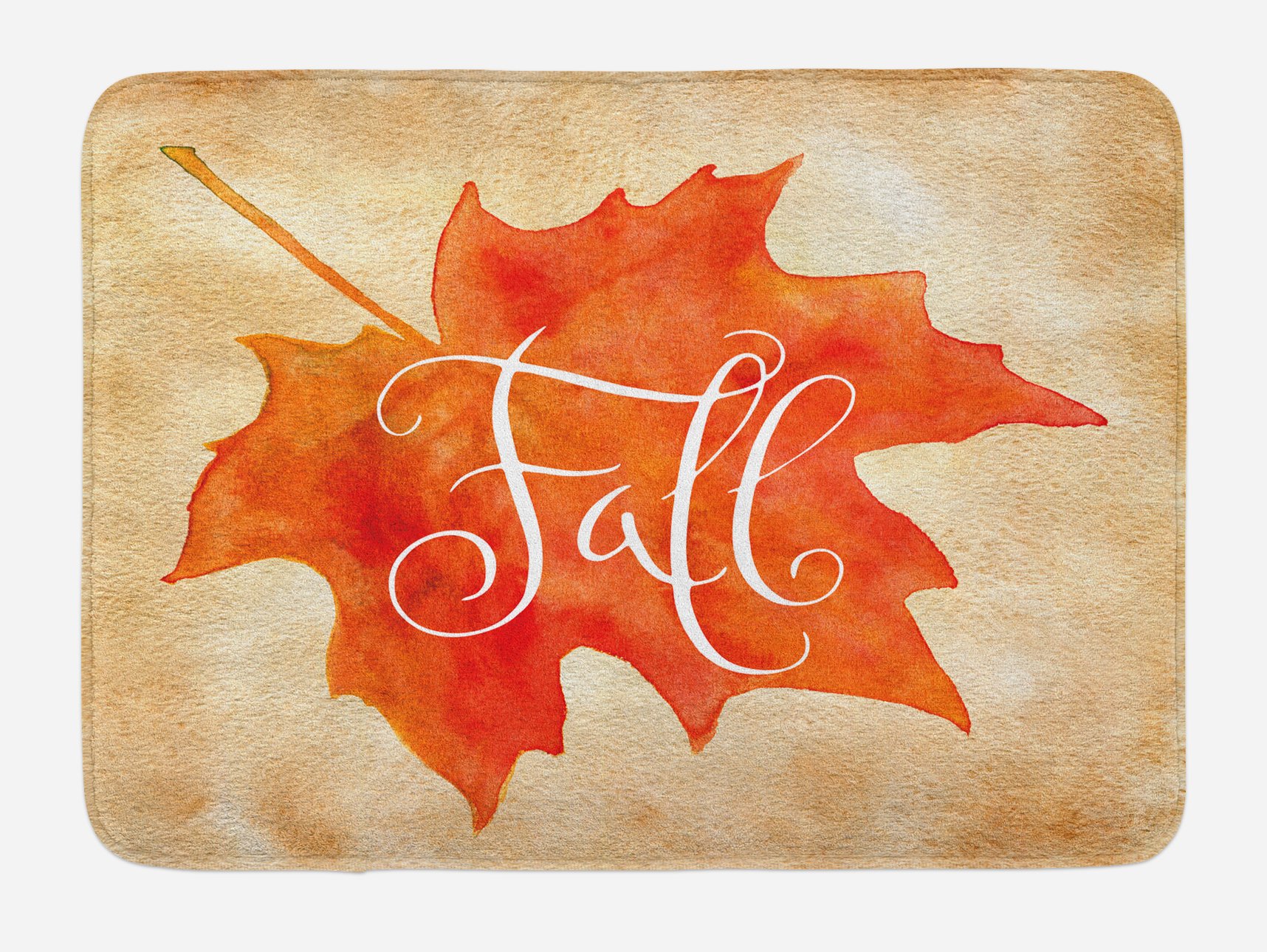 Ambesonne Fall Bath Mat - Non-Slip Plush Bathroom Rug with Vivid Watercolor Maple Leaf Design, 30.2 x 20 Inches, Orange Pale Brown White - Perfect for Autumn Decor & Cozy Bathroom Upgrade