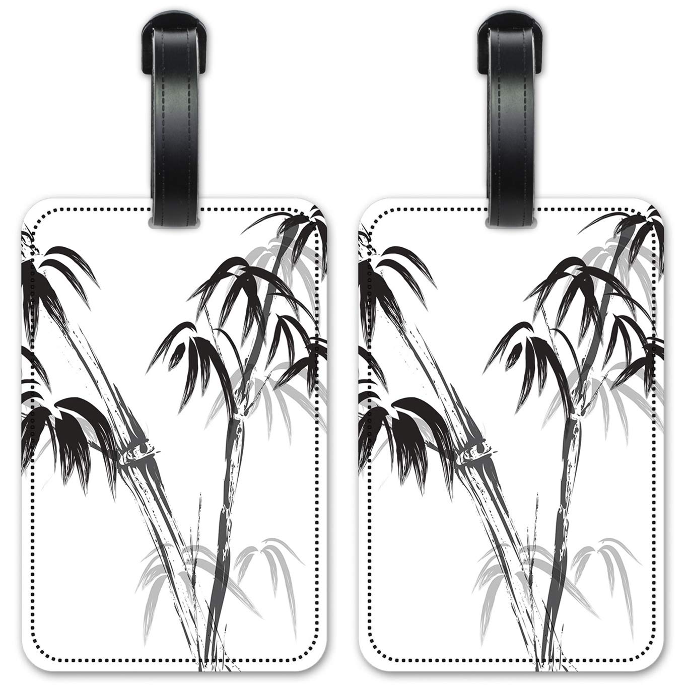 Brown Bird on Bamboo Luggage ID Tags - Set of 2 Personalized Suitcase Identification Cards for Travel - Perfect for Airports, Cruise Ships & Business Trips