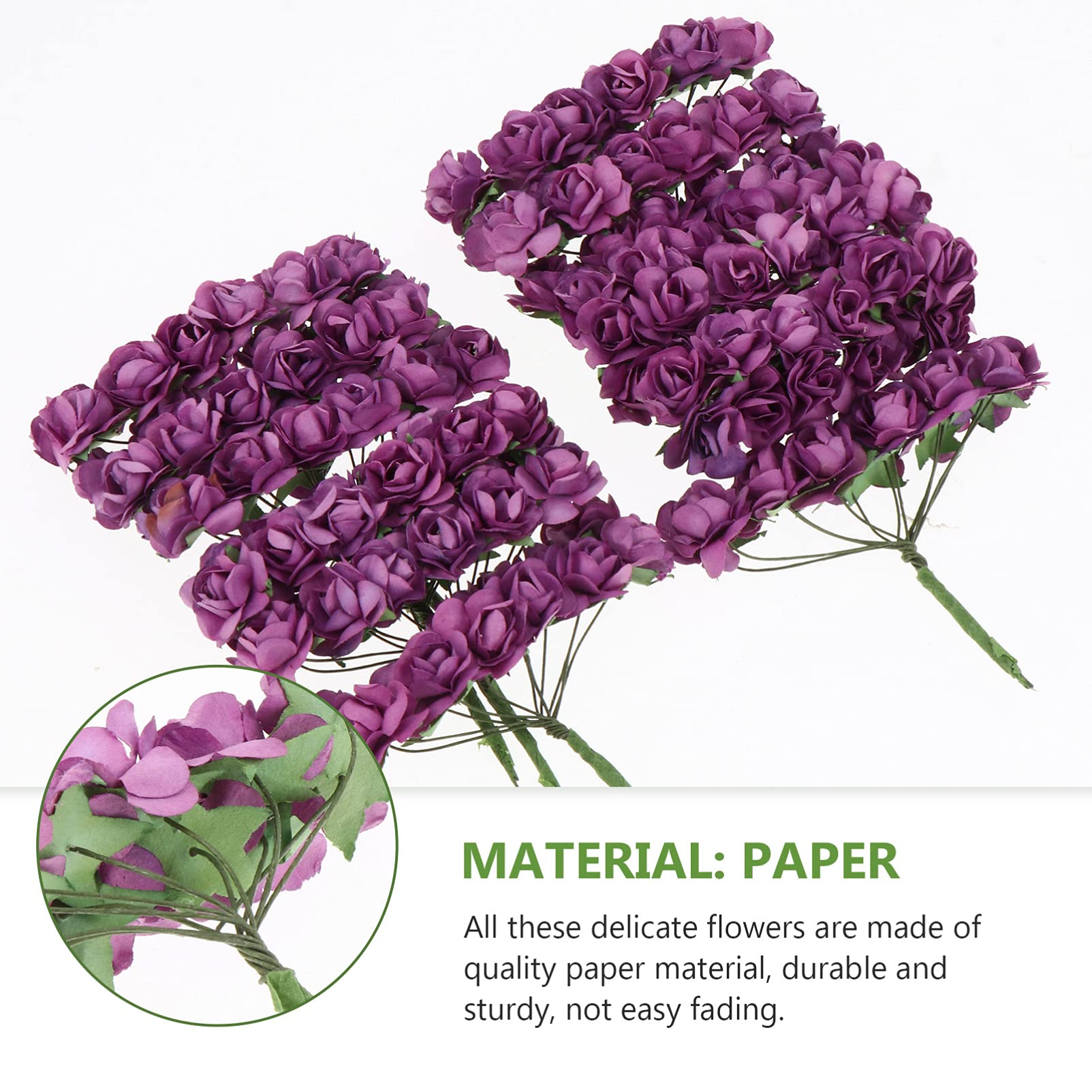 Healifty 144 Pcs Artificial Paper Rose Flowers - Faux Roses Bouquet for Wedding, Home, Party Decorations - Delicate Mini Roses for DIY Crafts, Table Centerpieces & Gift Wrapping