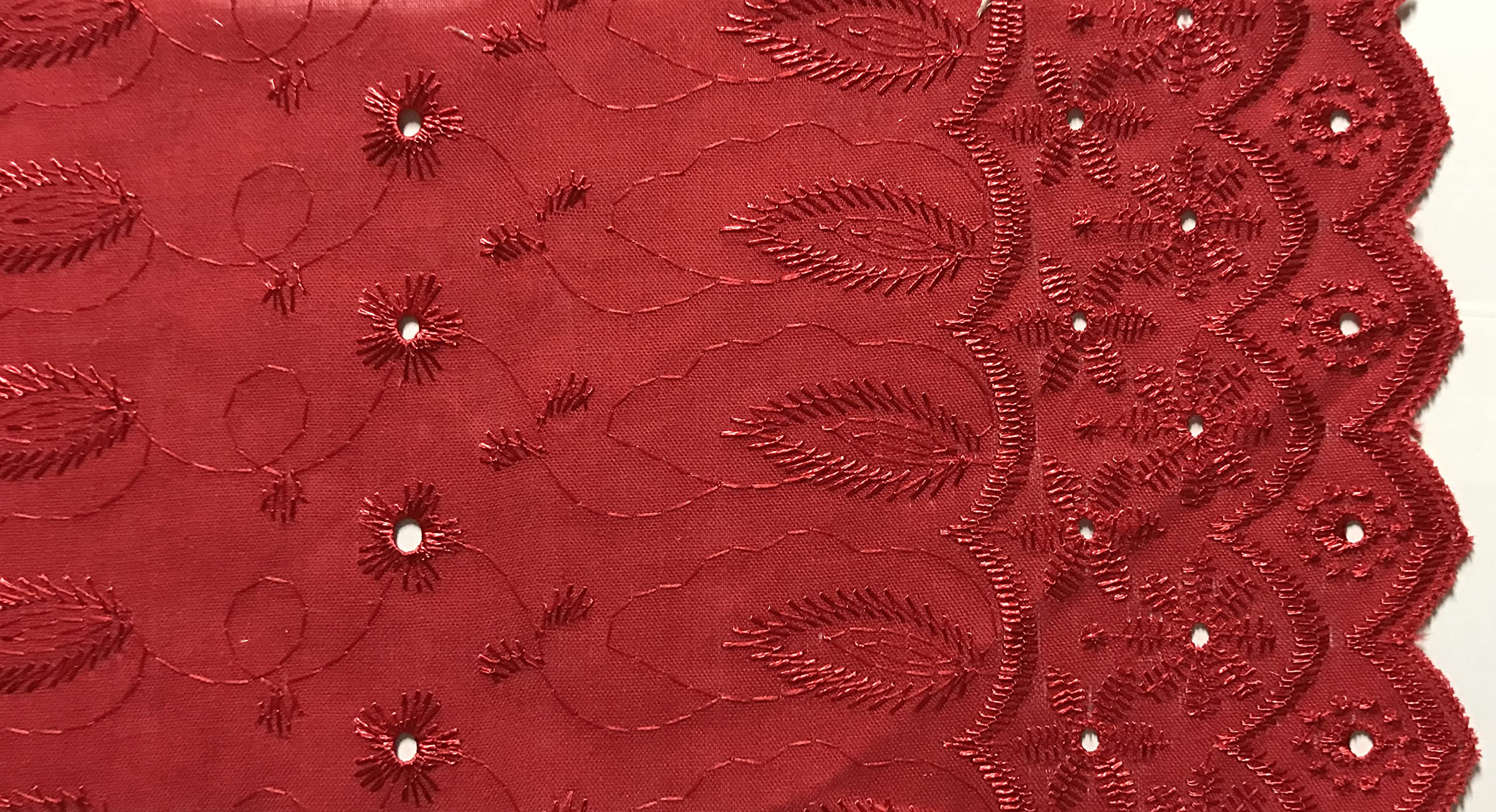 Cotton Eyelet Curtain Panels Set - Red 42x36 Inch for Kitchen & Photography Backdrop