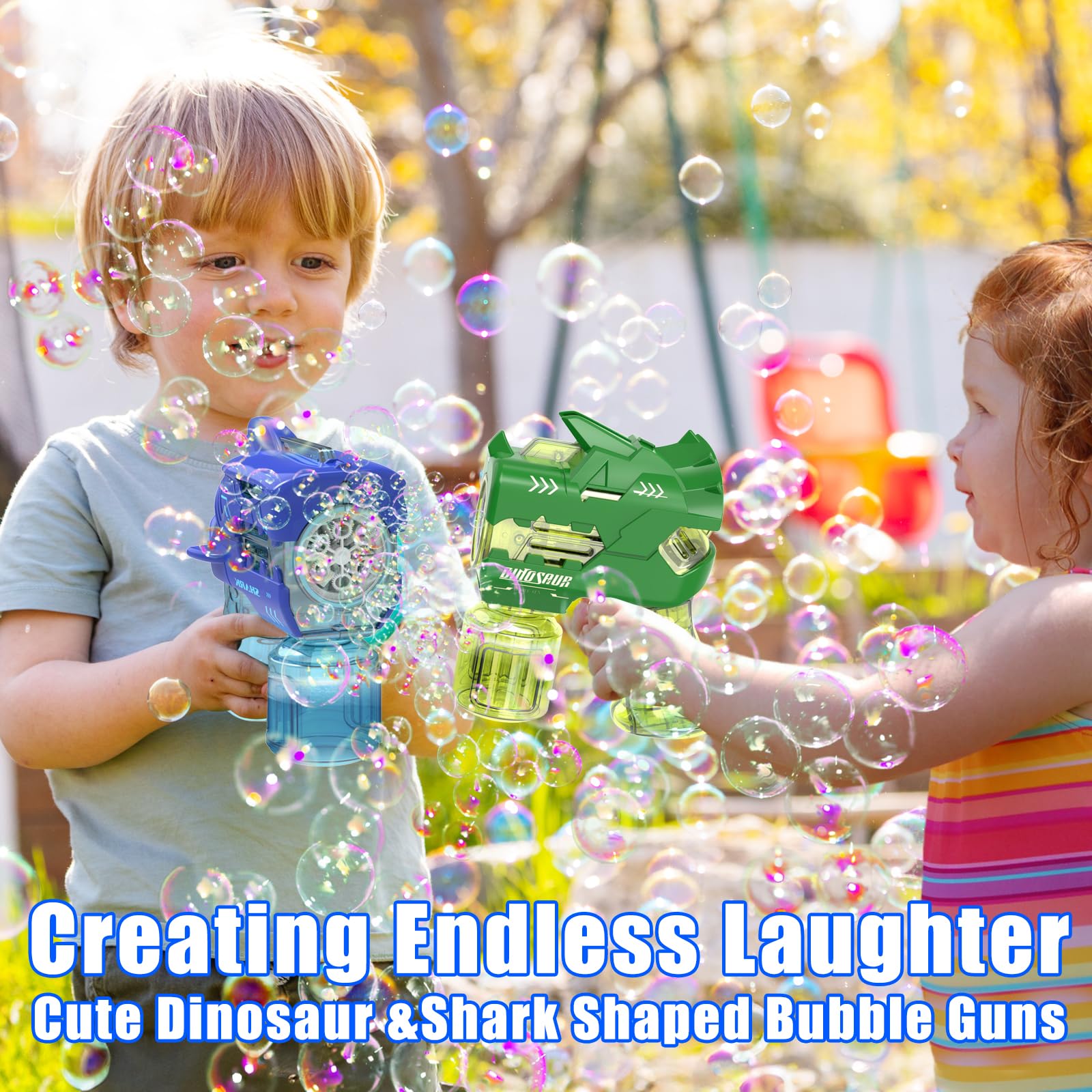 3-Piece Bubble Lawn Mower & 2 Bubble Guns Set - Outdoor Push Toy with Endless Bubbles for Kids, Backyard Gardening Play, Birthday Party Favors - Includes Luxury Bubble Refill Solution (Green) - Perfect for Summer Outdoor Fun, Garden Parties, and Kids' Playtime Activities