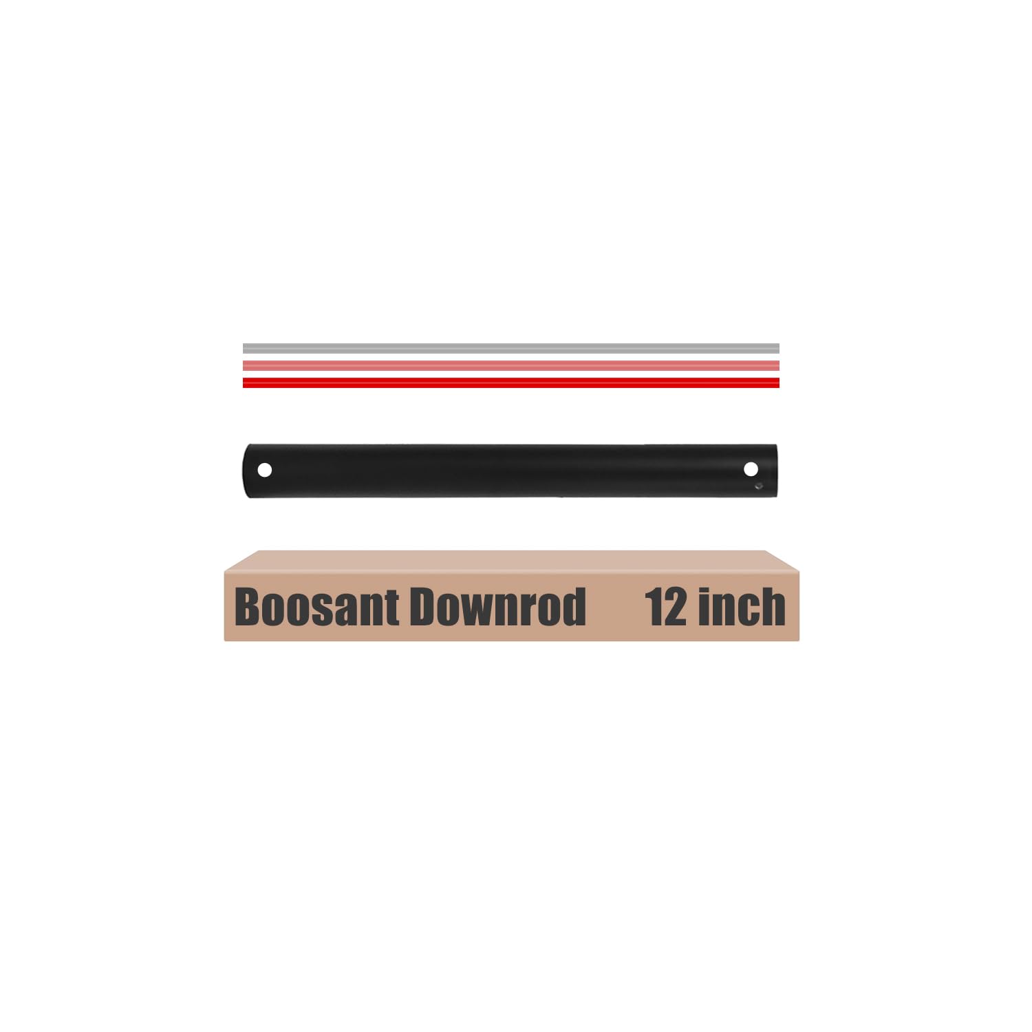 12 Inch Ceiling Fan Downrod with Extended Wires - Universal Extension Rod for Most Ceiling Fans (Black) - Perfect for High Ceilings, Vaulted Rooms & Outdoor Patios