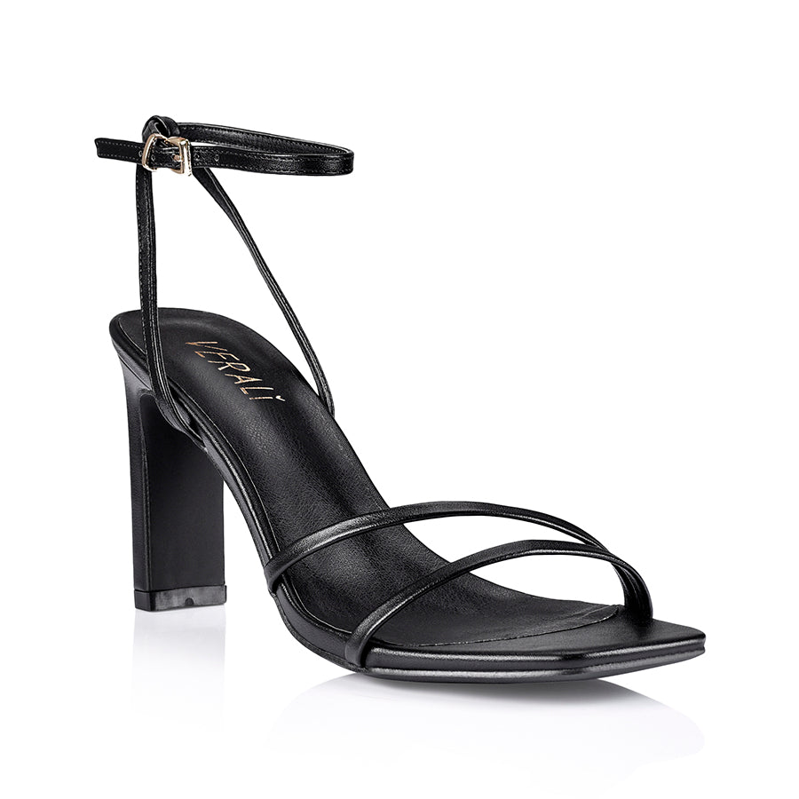 Kimmy Slim Strappy Heels - Black Smooth Leather High Heels for Women | Perfect for Evening Parties, Weddings & Date Nights