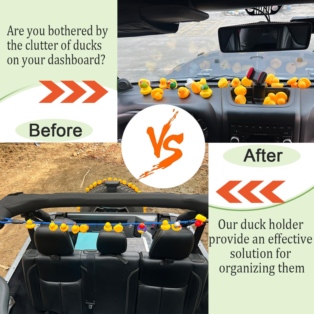 Paracord Duck Holder for Jeep Wrangler YJ TJ JK JL & Gladiator JT - Rubber Ducks Mount & Organizer (Black) - Perfect for Off-Road Adventures & Jeep Enthusiasts