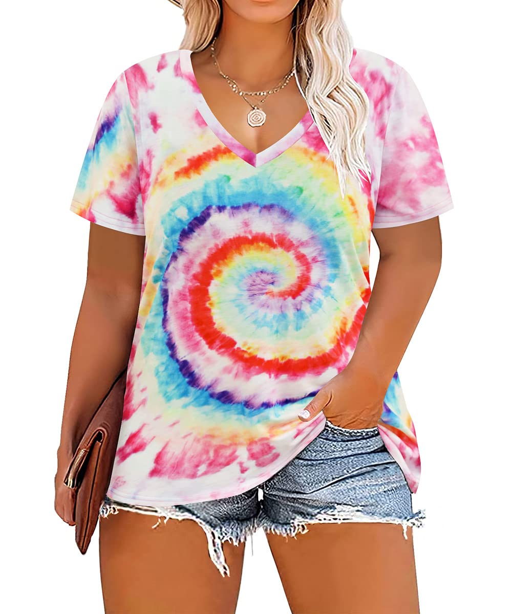 RITERA Plus Size Women's Summer T-Shirts - V Neck Short Sleeve Casual Loose Basic Tee Tops (XL-5XL) | Perfect for Beach, Vacation & Everyday Wear