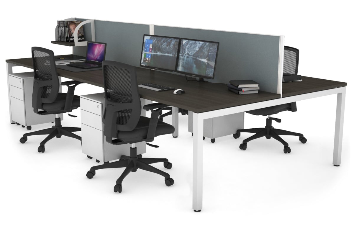 4-Person Office Workstation with Quadro Square Legs - 1800L x 800W Desk with Cable Management Scallop | Perfect for Collaborative Workspaces & Open Office Environments