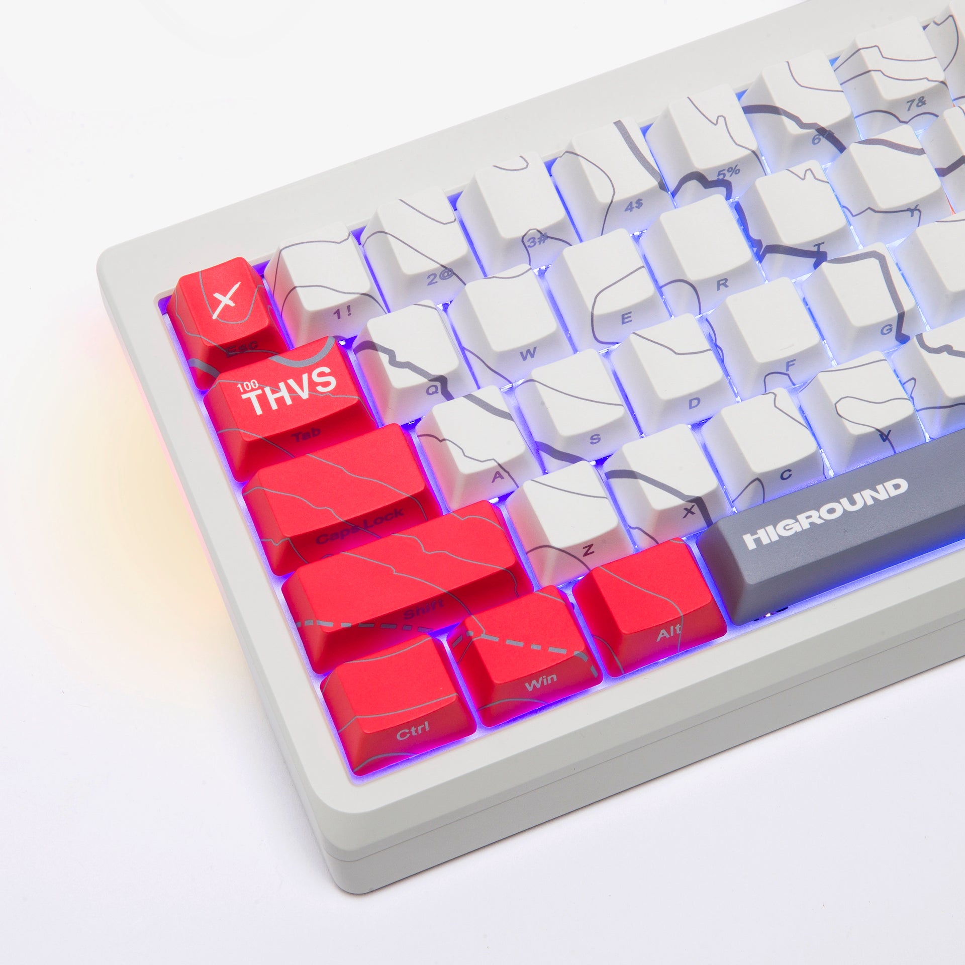 100T x HG Summit 65 Mechanical Keyboard - Cartograph Design | Premium Gaming & Typing Keyboard for PC/Mac - Perfect for Esports, Office Work & Programming