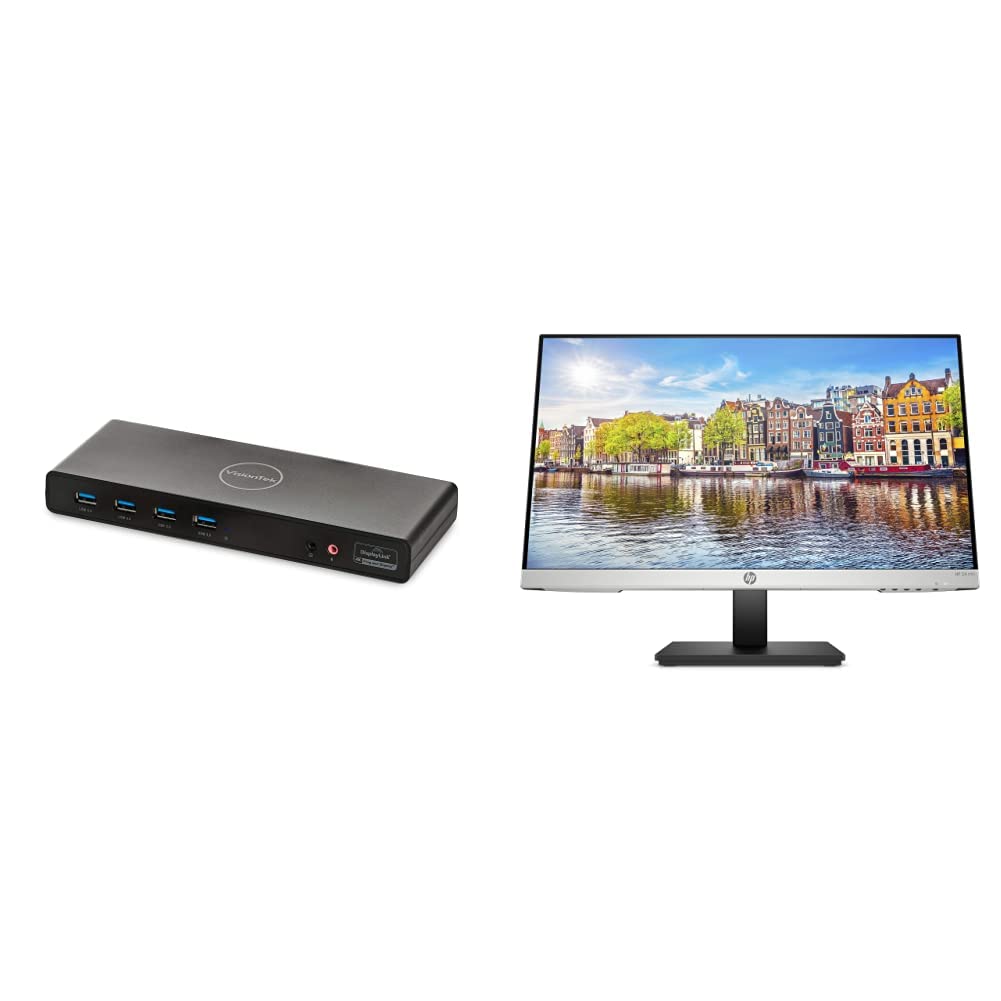 VisionTek VT4000 Universal Dual 4K Laptop Docking Station with HP 24mh 23.8