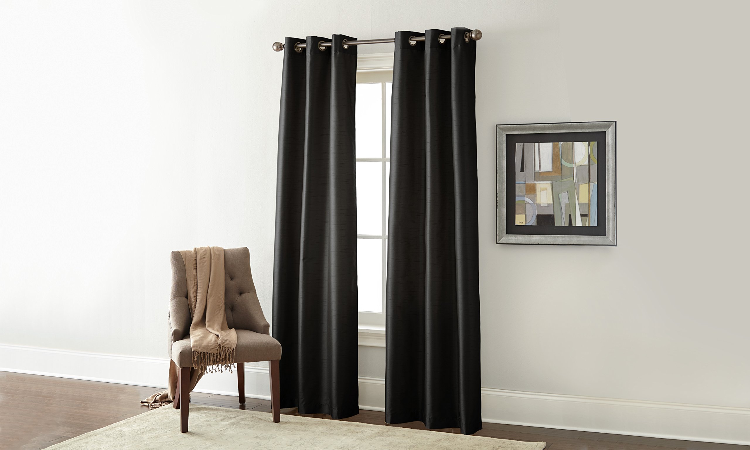 Blackout Curtains for Bedroom - 2 Panels Black Noir Thermal Insulated Drapes - Noise Reducing & Light Blocking Window Treatments for Better Sleep & Energy Savings