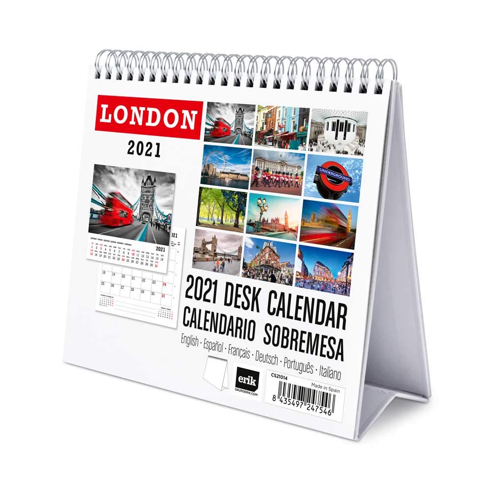 Grupo Erik - 2021 London Themed Desk Calendar | Stylish Office Decor | Perfect for Home, Office & Gift Giving