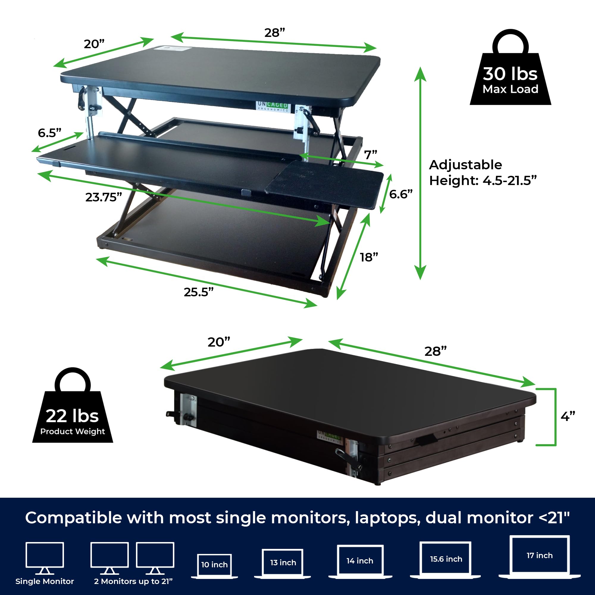 Changedesk Adjustable Standing Desk Converter for Laptop & Computer - Portable Sit to Stand Riser with Ergonomic Design | Perfect for Home Office, Workspace & Gaming Setup