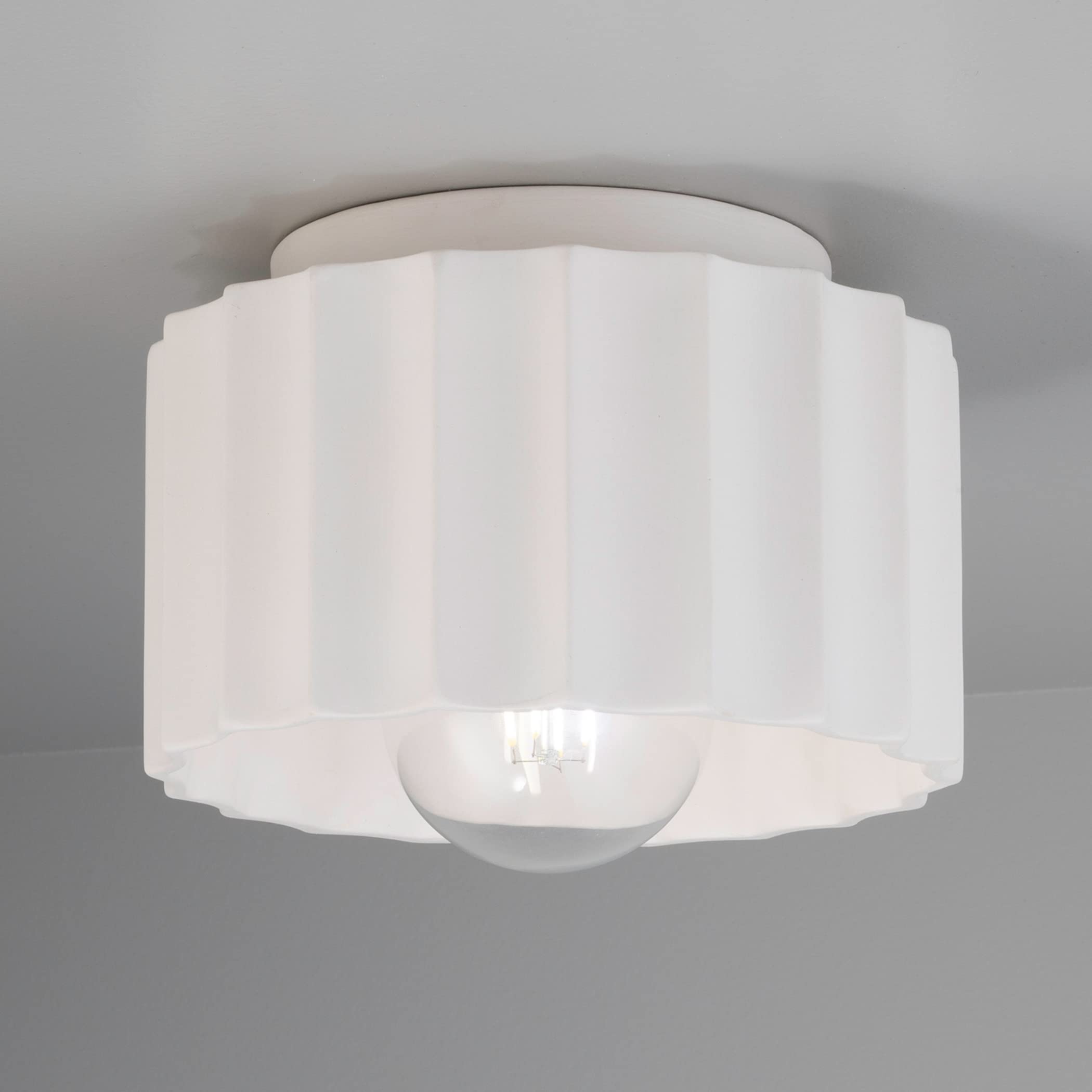 Justice Design Radiance Gear Ceramic Ceiling Flush Mount Paintable Light Fixture - Modern Lighting for Living Room, Dining Room, Bedroom, Bathroom, Hallway, Kitchen & Office - Ceramic Bisque Finish - Perfect for Home Decor, Interior Design & Ambient Lighting