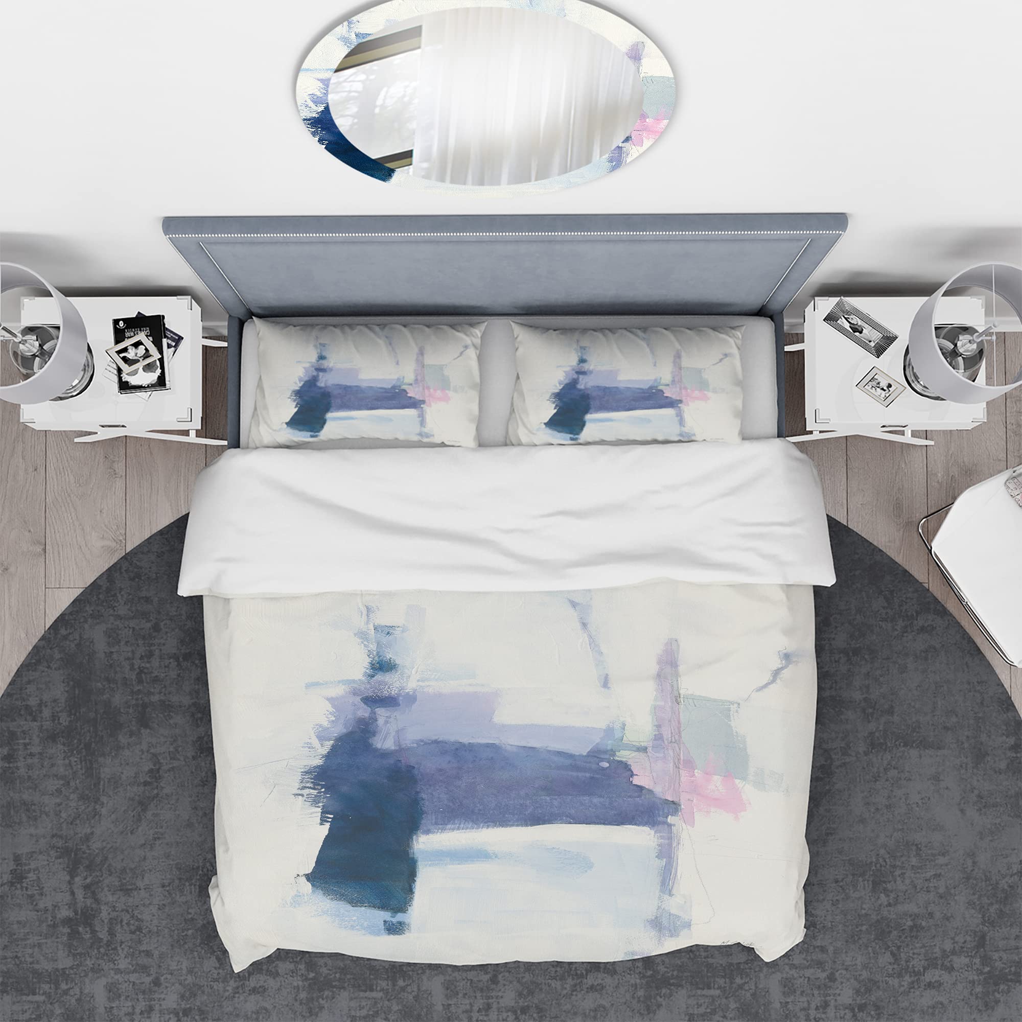 DesignQ Blue Interlude Modern & Contemporary Duvet Cover Set - Twin Size Abstract Bedding 3-Piece Set for All Seasons | Perfect for Guest Rooms, Dorms & Contemporary Bedrooms