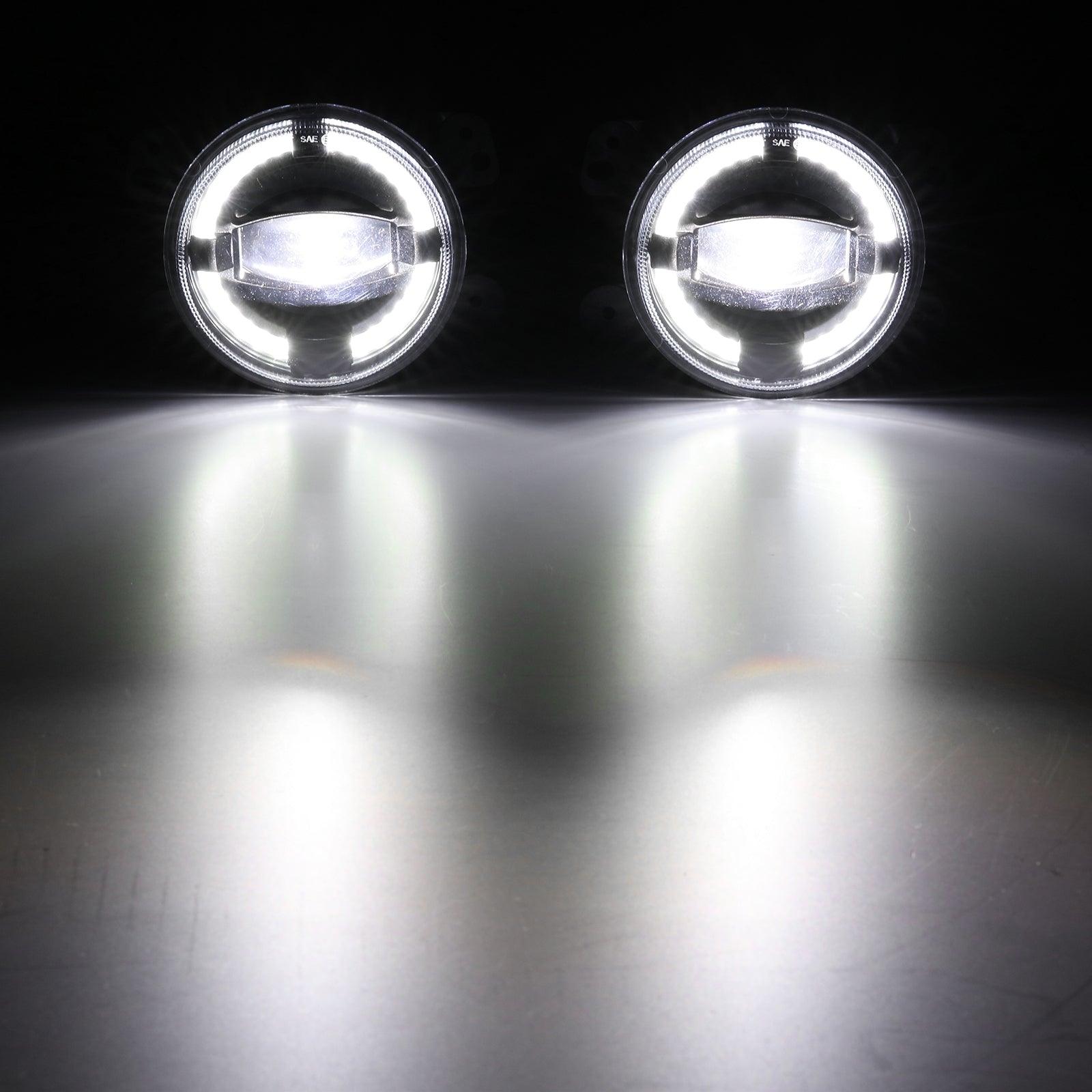 2-Pack 60W LED Fog Lights with White Halo Ring DRL - Compatible with Jeep Wrangler JK, Grand Cherokee & Dodge - Perfect for Off-Roading, Night Driving & Enhanced Visibility