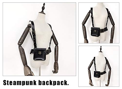 Vintage Women's Small Leather Crossbody Bag - Adjustable Strap Steampunk Shoulder & Waist Pouch Mini Bag for Everyday Use, Travel & Casual Outings
