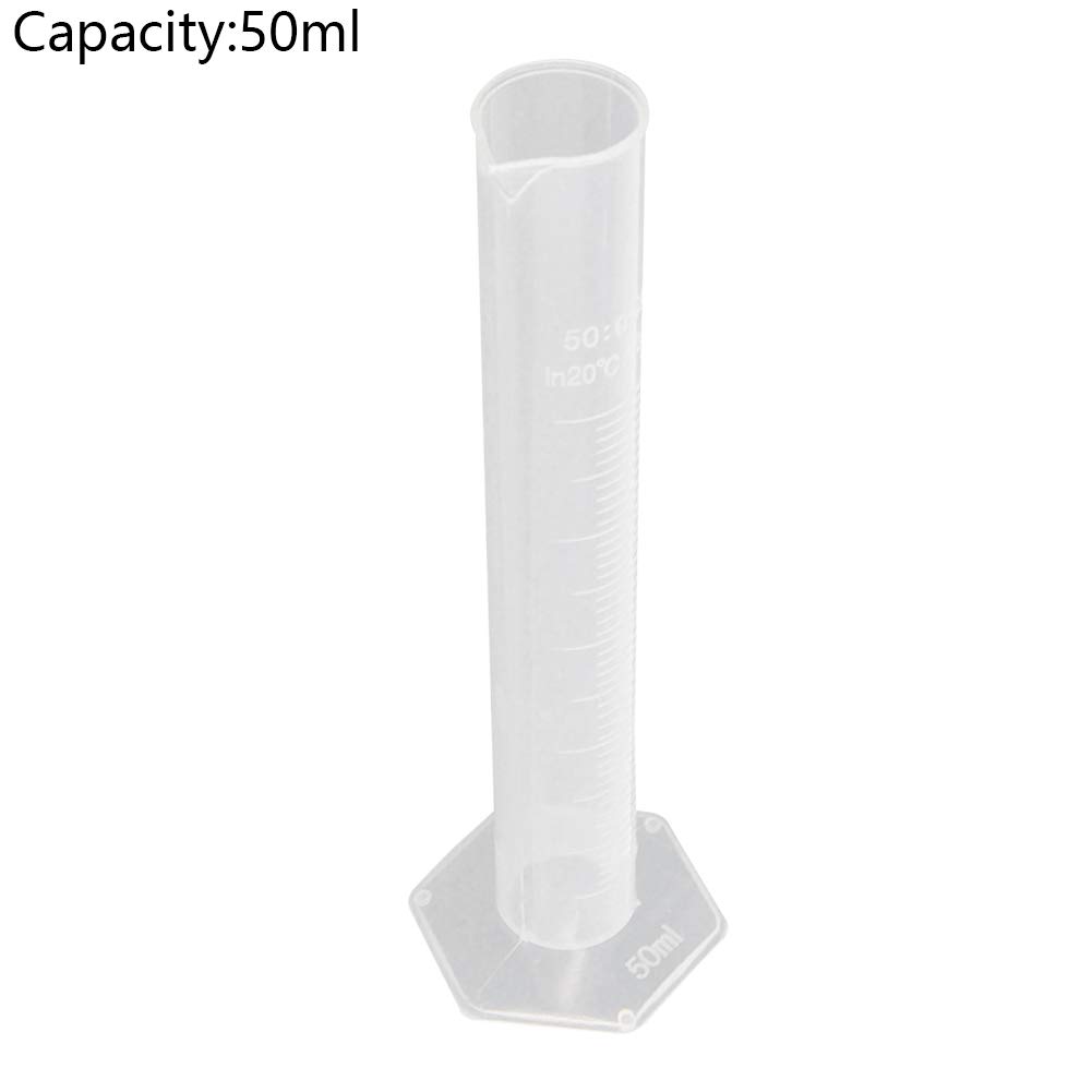 Othmro 50ml Plastic Graduated Measuring Cylinder with Hex Base & Pour Spout - Lab Test Tube Beakers for Science Experiments, Home & School Chemistry Use