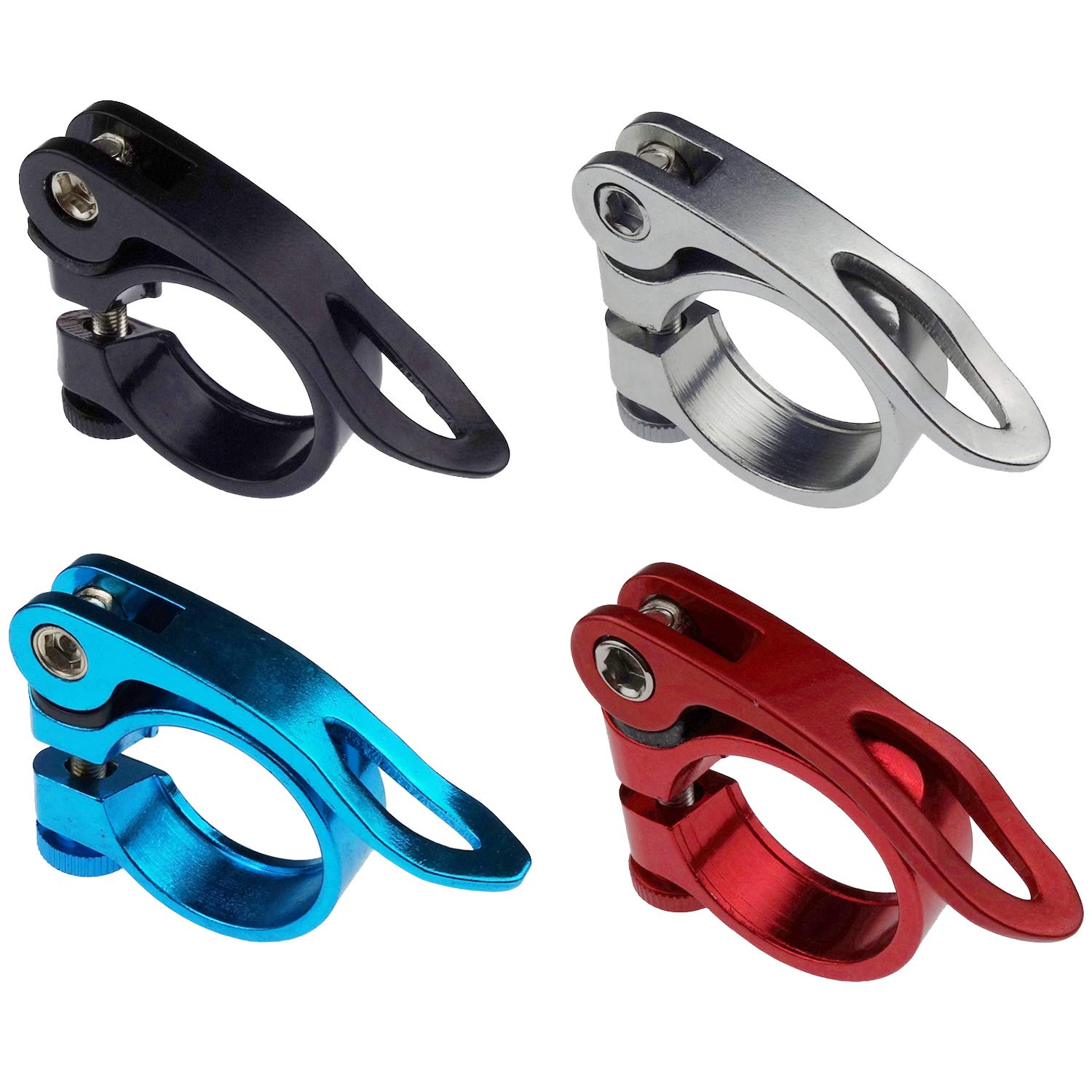 Kasteco 4 Pack 31.8MM Aluminum Alloy Bike Seatpost Quick Release Clamp - Lightweight Durable Cycling Accessory for Mountain & Road Bikes (4 Color Options) - Perfect for Commuting, Racing & Outdoor Adventures