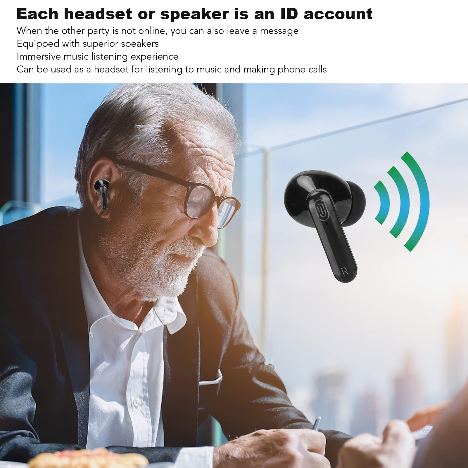 Bluetooth 5.1 Language Translator Earbuds - Instant 144 Languages Translation Device for Travel & Business (Black) | Wireless Earbuds for Real-Time Conversations