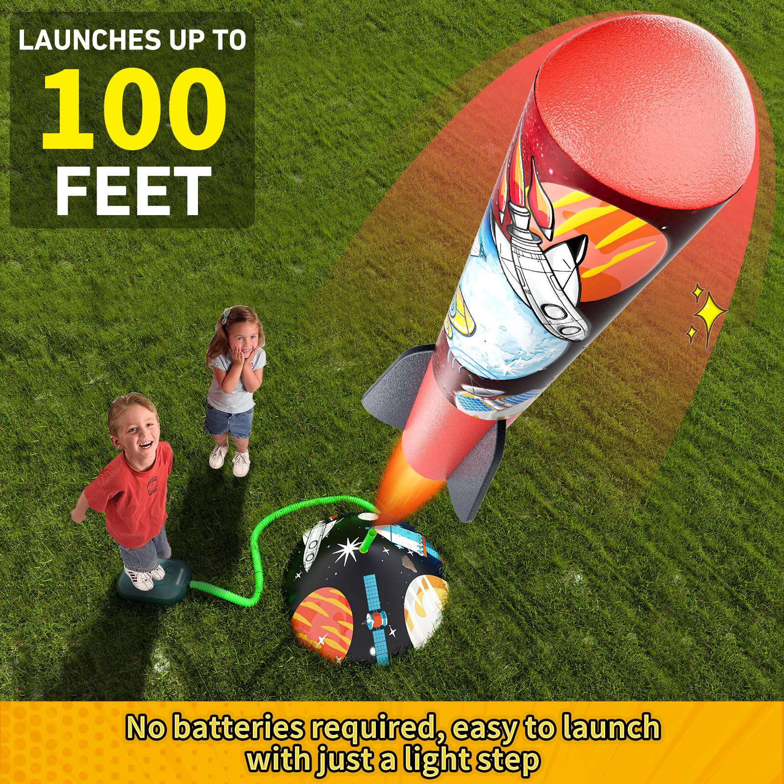 Best Kids Rocket Launcher Toy - Outdoor Foam Rocket Launcher with 8 Colorful Rockets, Adjustable Launch Stand & 100ft Flight Distance - Perfect Birthday Gift for Boys & Girls Ages 3+ - Fun Backyard, Park & Outdoor Play Toy