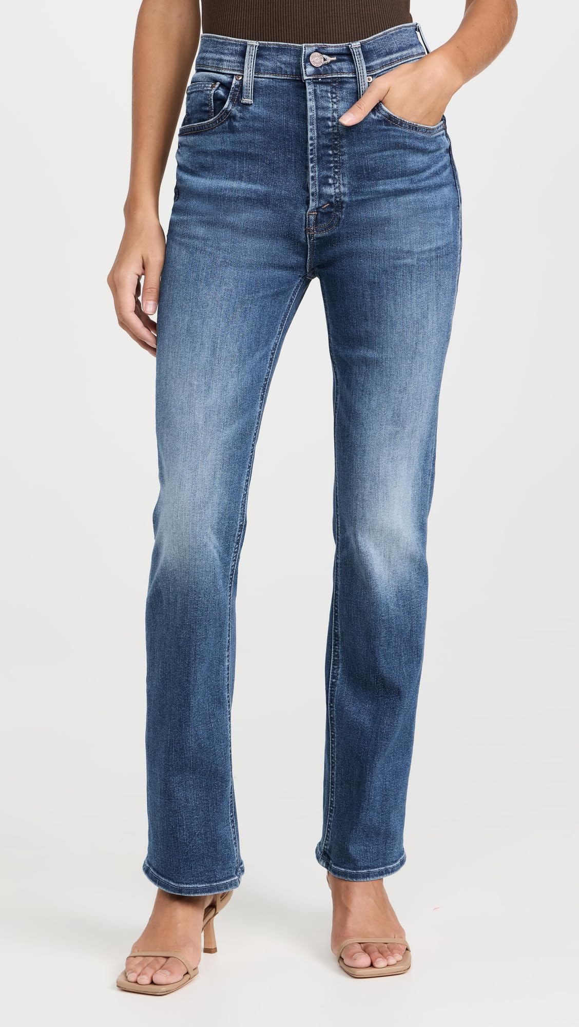 MOTHER Women's The Tripper High-Rise Flood Jeans - Distressed Denim for Casual Wear & Street Style Outfits