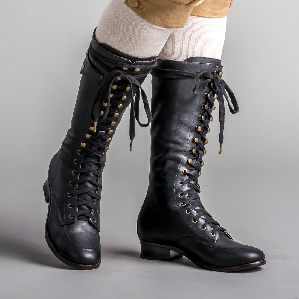 Vintage Aviator Boots for Women - Bessie Black Leather Motorcycle Boots | Stylish & Comfortable for Riding, Fashion Outfits & Daily Wear