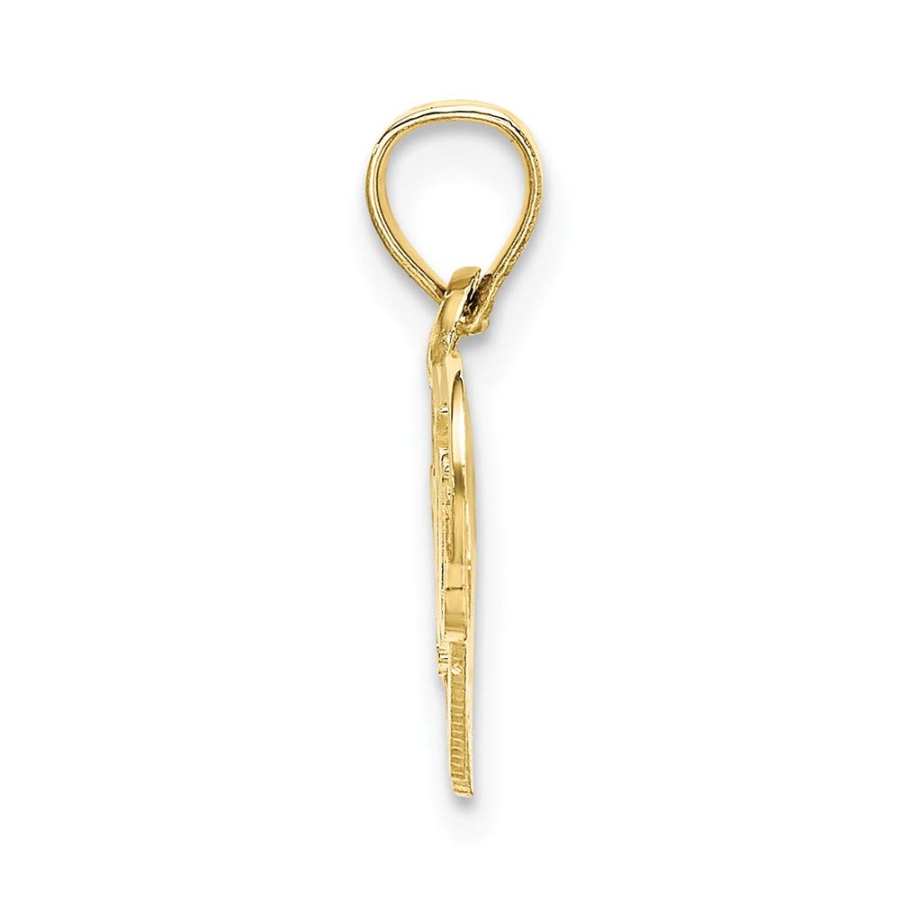 10K Yellow Gold I Love You Double Heart Charm Necklace - Polished & Textured Pendant with 18