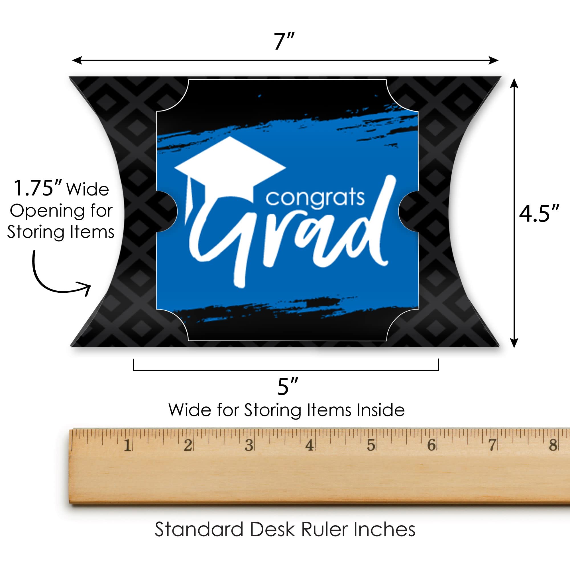 Royal Blue Graduation Favor Gift Boxes - Set of 12 Large Pillow Boxes with 'Best is Yet to Come' Design - Perfect for Graduation Parties, School Events & Celebration Decorations