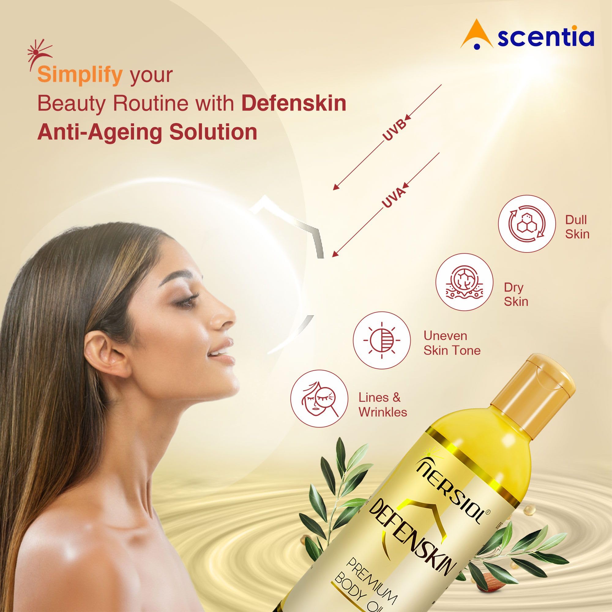 NERSIOL Defenskin Pack of 3 Premium Anti-Aging Body Oil - 100ml for Glowing & Moisturized Skin | Natural Hydration for Women & Men | Perfect for Daily Skincare Routine & Spa Treatments