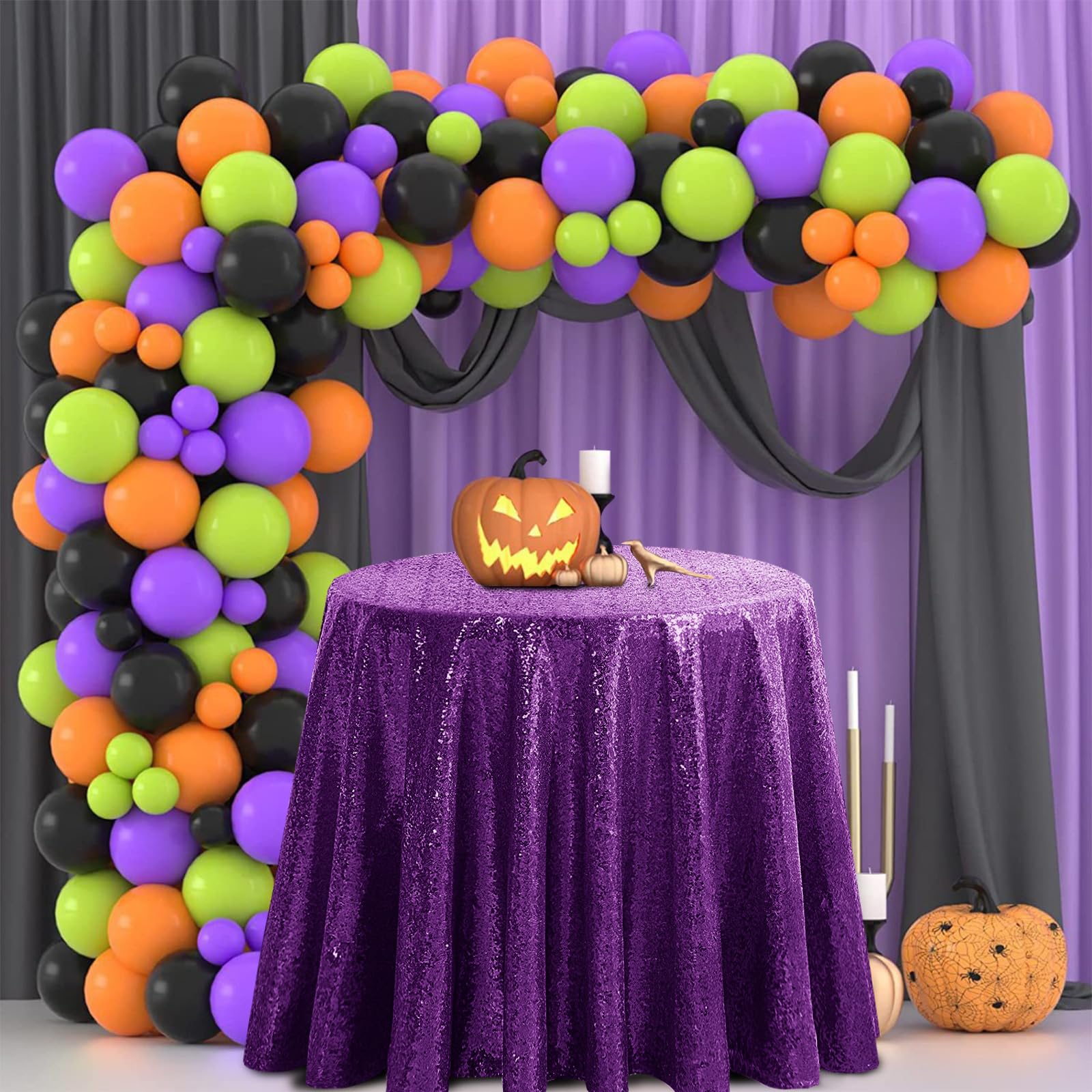 50 Inch Round Purple Sequin Tablecloth - Glitter Party Table Cover for Bridal Showers, Weddings, Birthday Decorations, Banquets & Dessert Tables | Elegant Event Decor for Home & Special Occasions