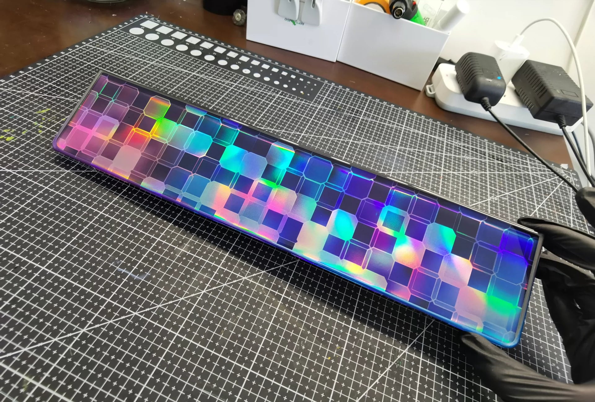 Custom Handmade Resin Keyboard Wrist Rest - Ergonomic Laser Geometric Design for Comfort & Style - Perfect for Gaming, Typing, and Office Work Accessories
