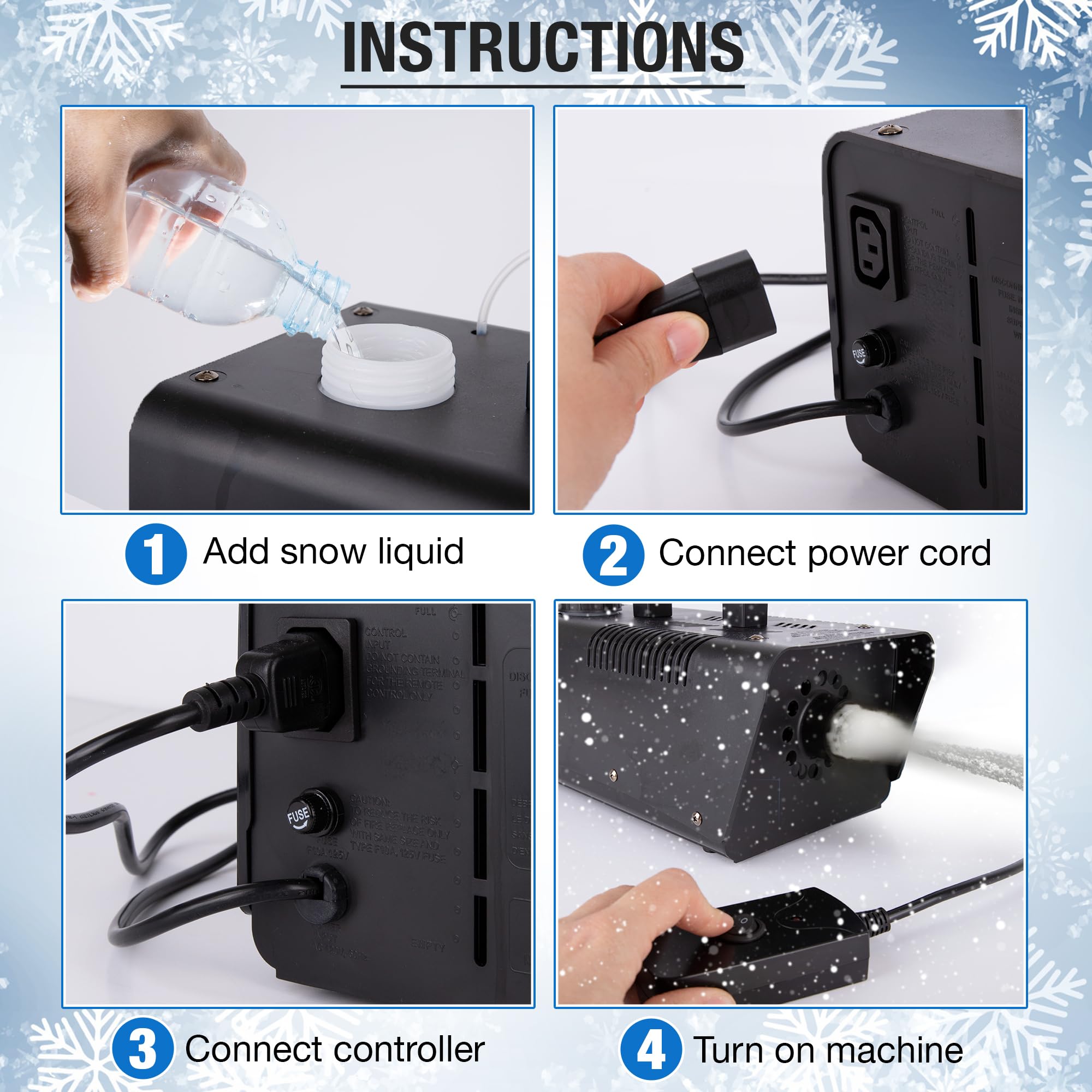 ArtCreativity 600-Watt Snow Machine for Parties & Events | Instant Snow Maker (Up to 16ft) | Indoor/Outdoor Christmas & Winter Decorations | Perfect for Holiday Celebrations, Weddings & Themed Parties (Snow Liquid Sold Separately)