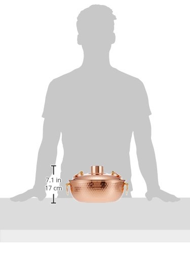Premium Shinko Metal Pure Copper Hammered Shabu Shabu Pot - 10.2 Inch (26cm) Japanese Hot Pot for Home Cooking, Asian Cuisine & Family Gatherings