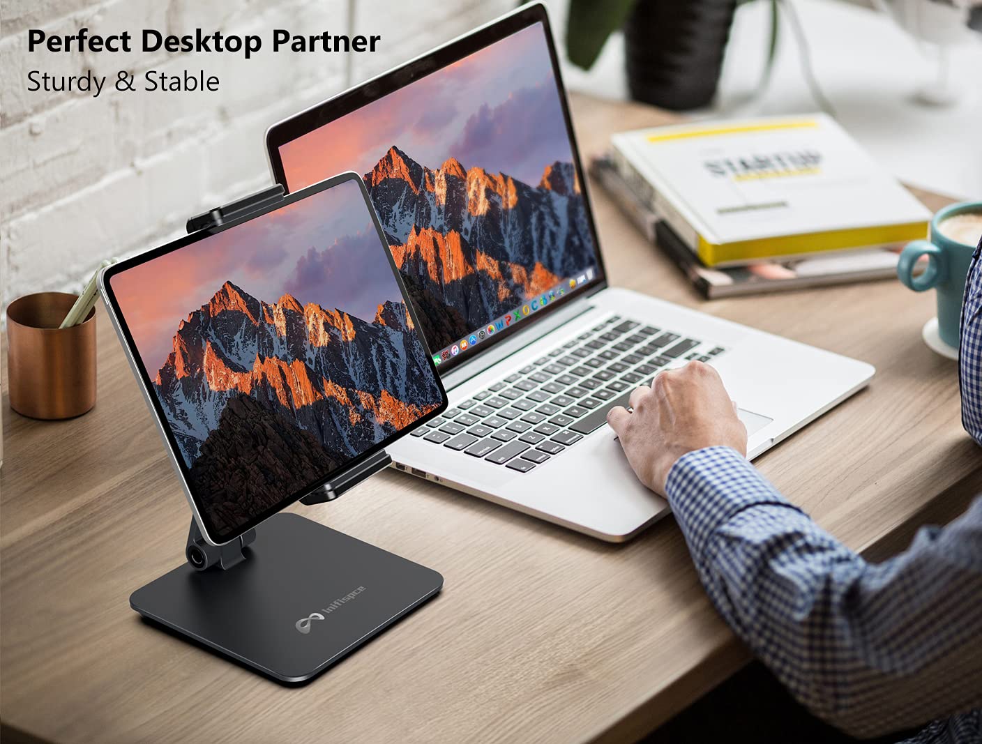 Premium Heavy-Duty Aluminum Alloy Tablet Stand for Surface Pro, iPad Pro 12.9/11, iPad Air/Mini & Samsung Galaxy Tabs (4.7