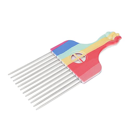 Professional Metal Afro Pick Comb - Durable Hair Styling Tool for Salon & Home Use | Perfect for Curly, Coily & Natural Hair (Rainbow K3) | Great for Detangling, Styling & Volume Creation