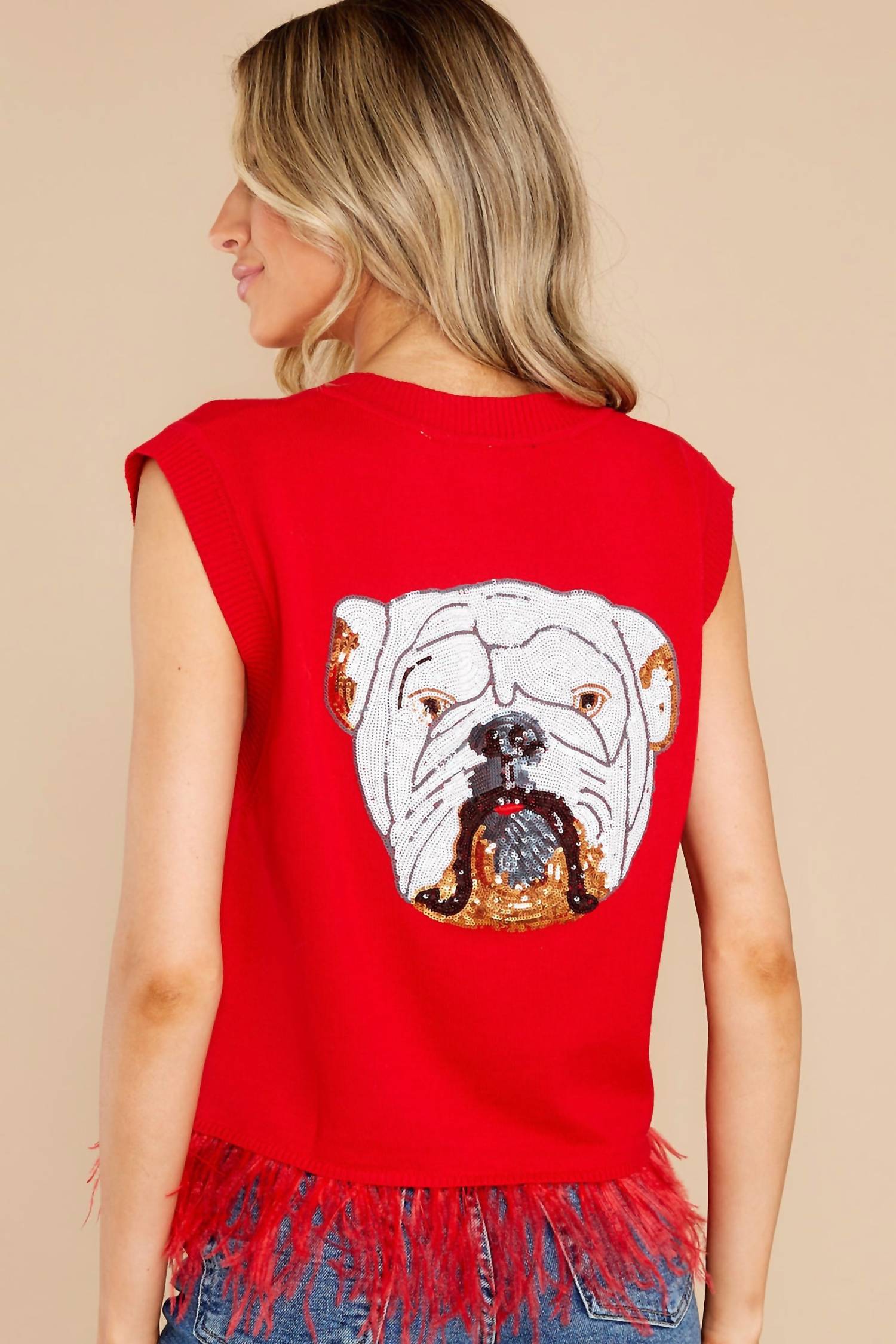 Glory Feather Sweater Tank Top in Red - Stylish & Comfortable Women's Knitwear for Casual Outfits & Layering