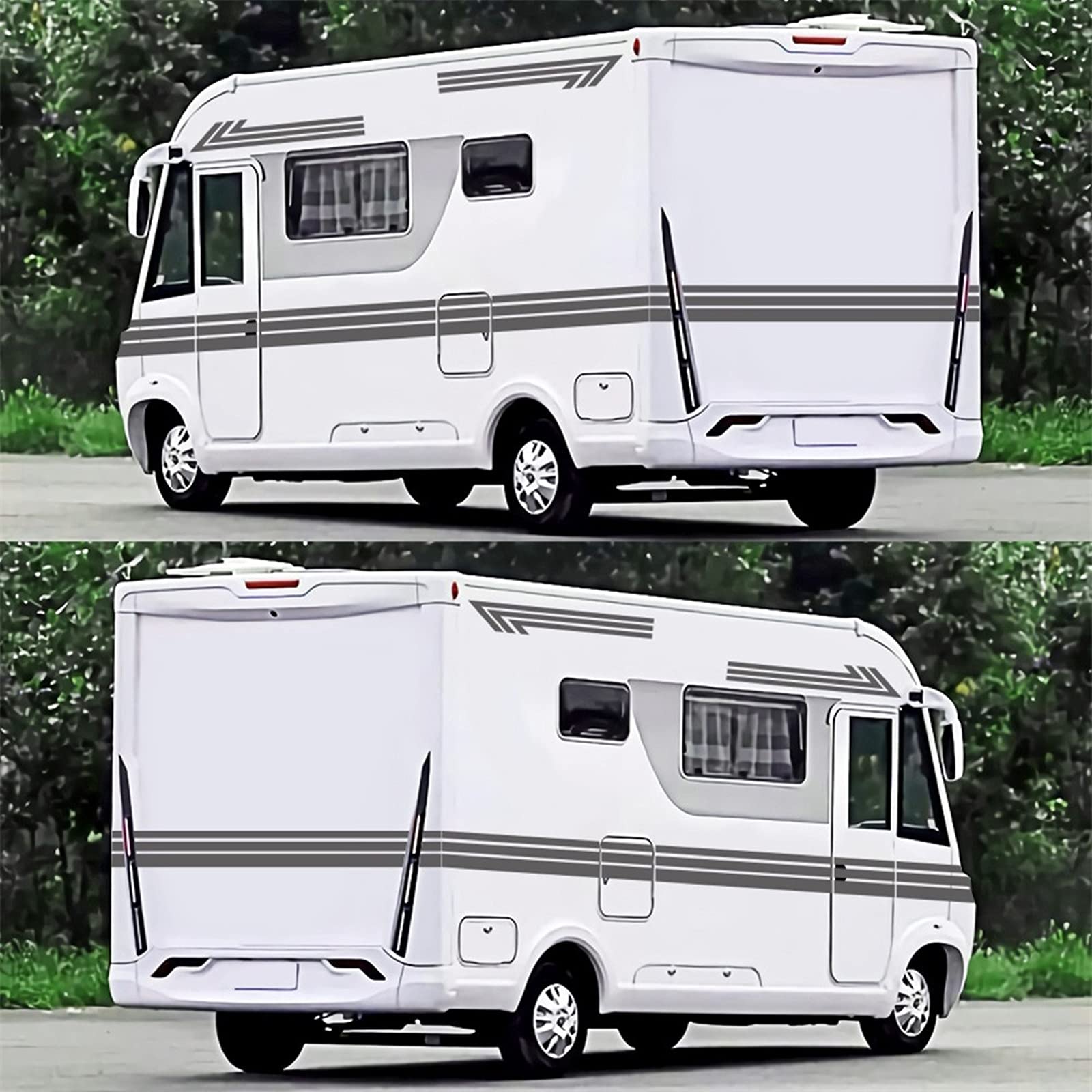 5Pcs Large Vinyl Car Decals Kit - Motorhome, Camper Van, Trailer, RV Stripes & Graphics Stickers (Dark Gray) - Perfect for Customizing Vehicles & Adding Personal Style